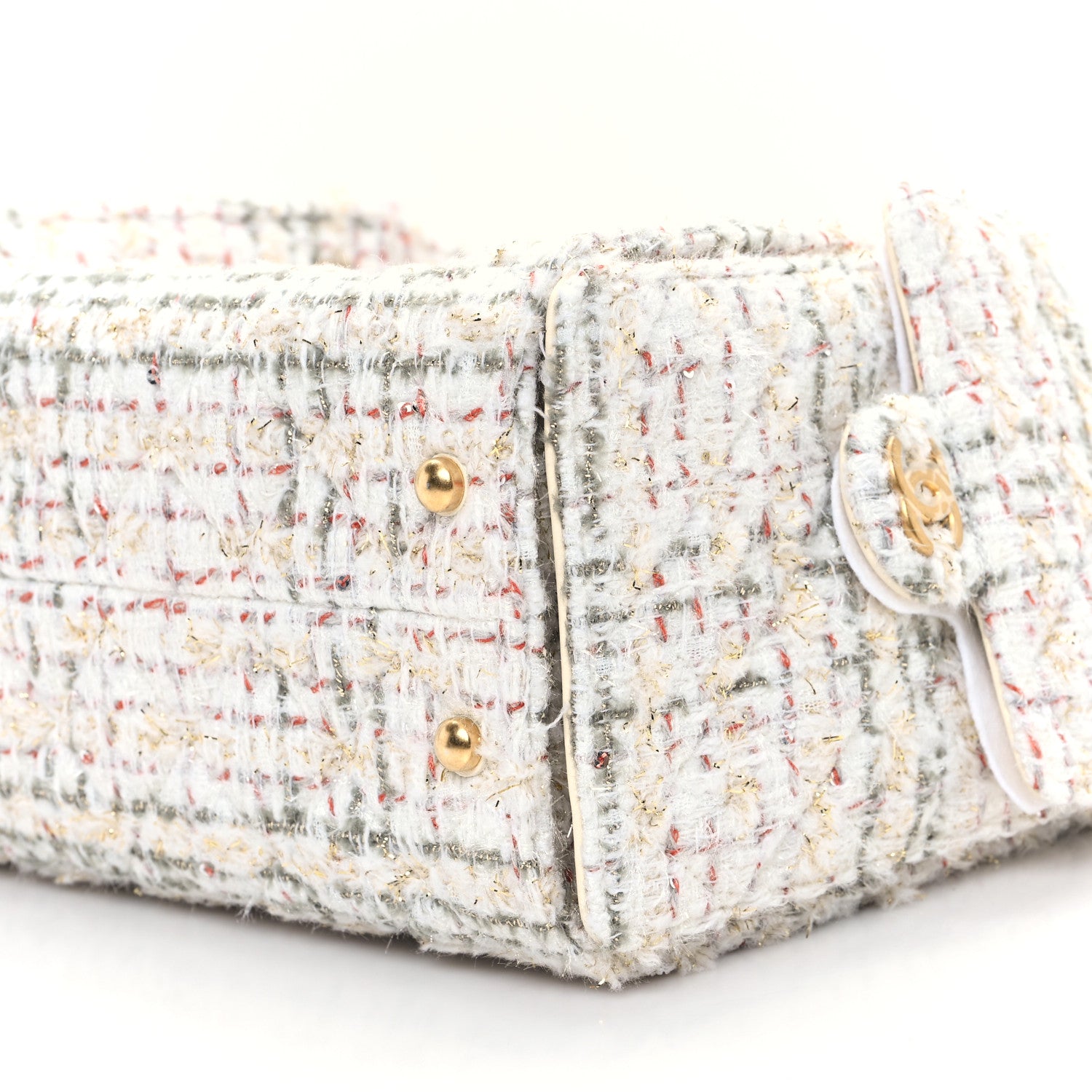 Chanel Wool Tweed Small Chanel 25 Handbag Ecru Gold Red Khaki Multicolor 10 of 12