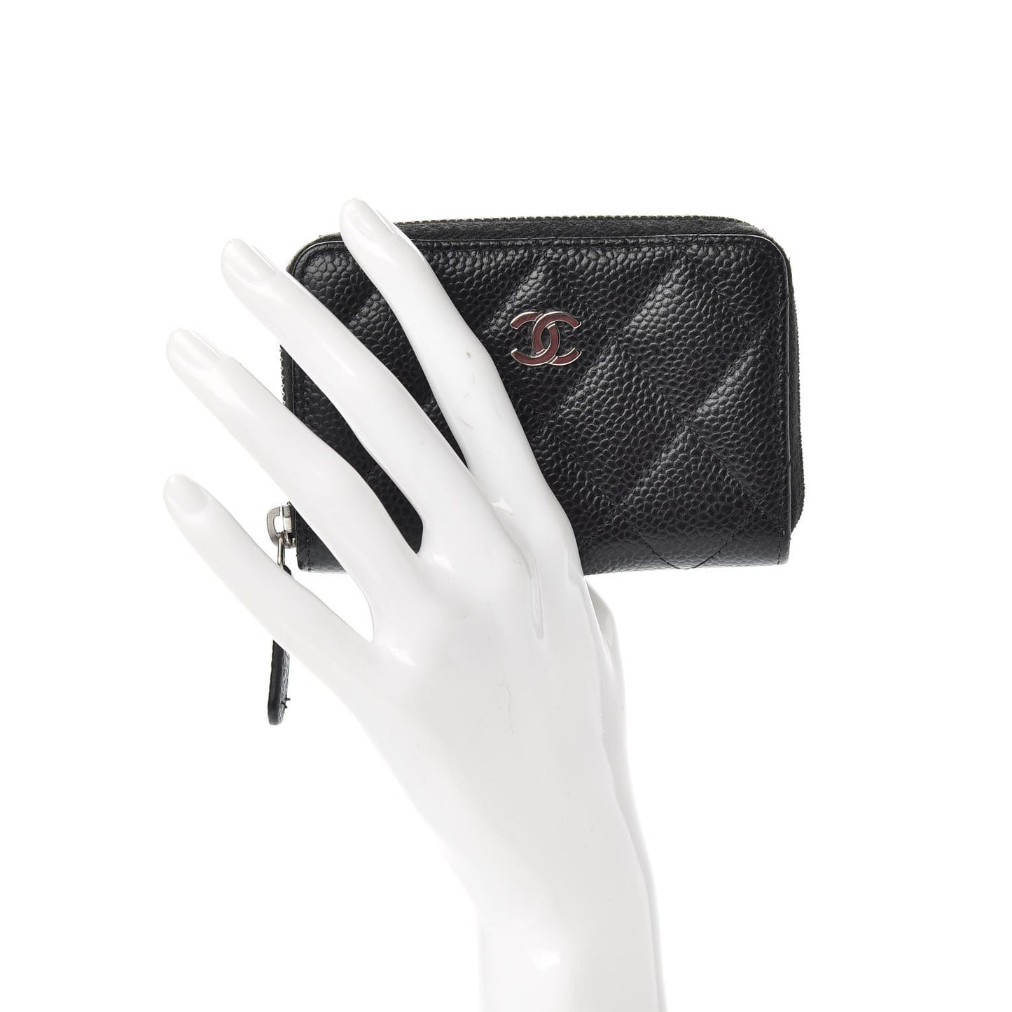 Caviar Quilted Zip Coin Purse Black
