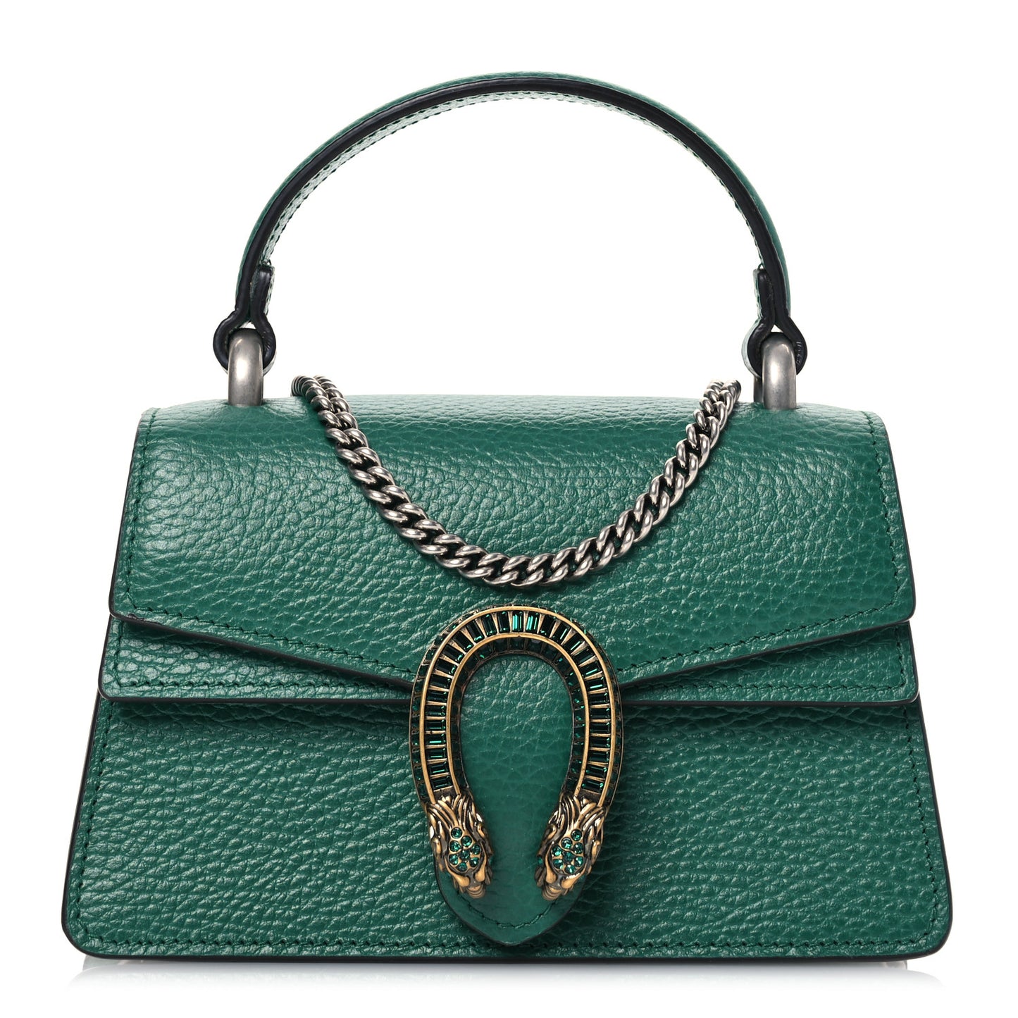 Dollar Calfskin Crystal Mini Dionysus Top Handle Bag Emerald