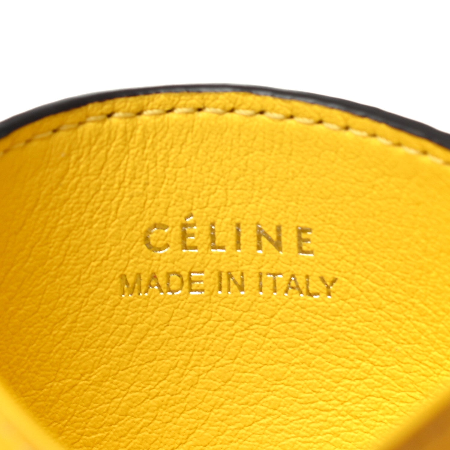 Celine Drummed Calfskin Bi-Color Card Holder Black Yellow 6 of 8