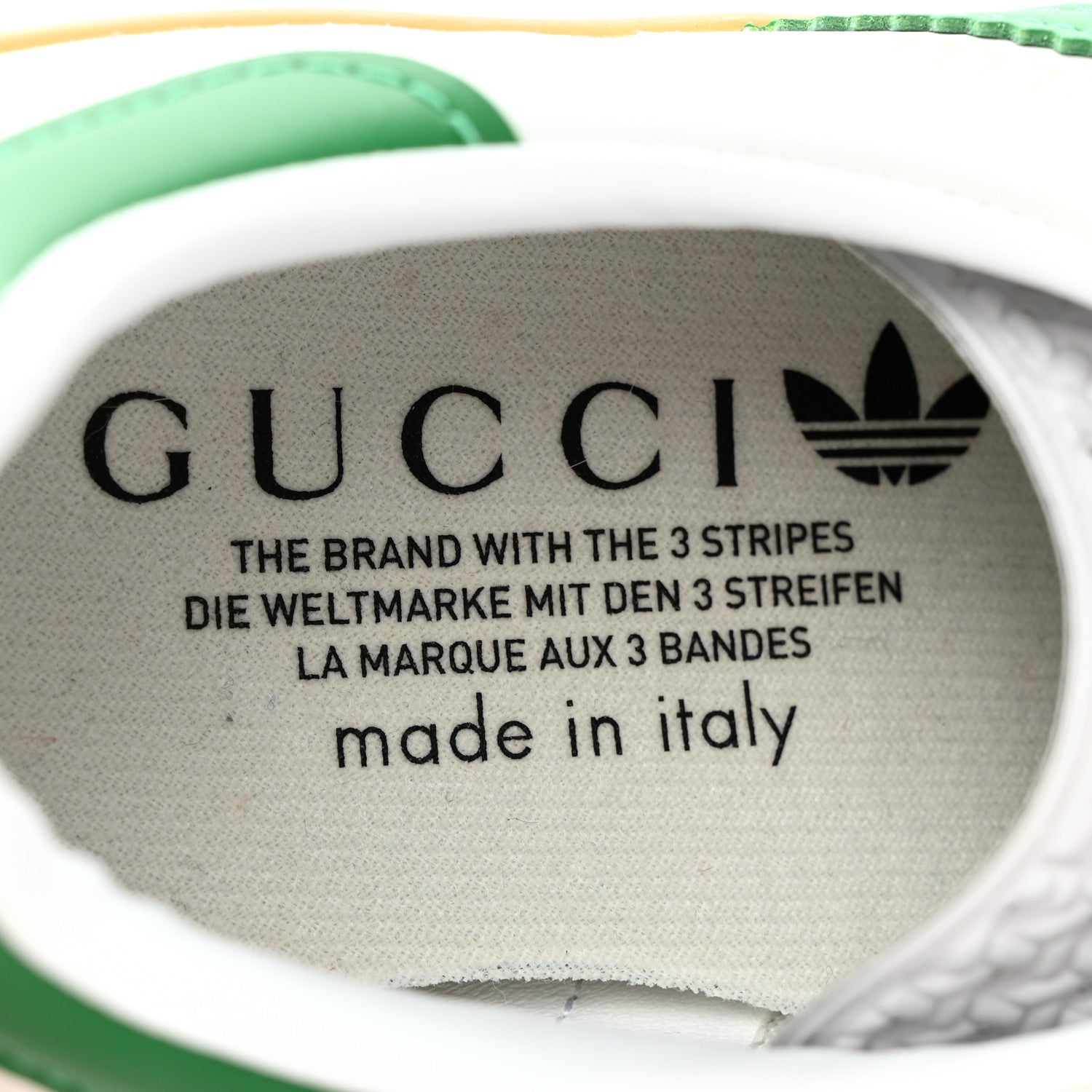 Gucci X ADIDAS Suede Madeira Demetra Womens Gazelle Sneakers 5.5 Oatmeal White New Shamarock Hibiscus Red 8 of 12
