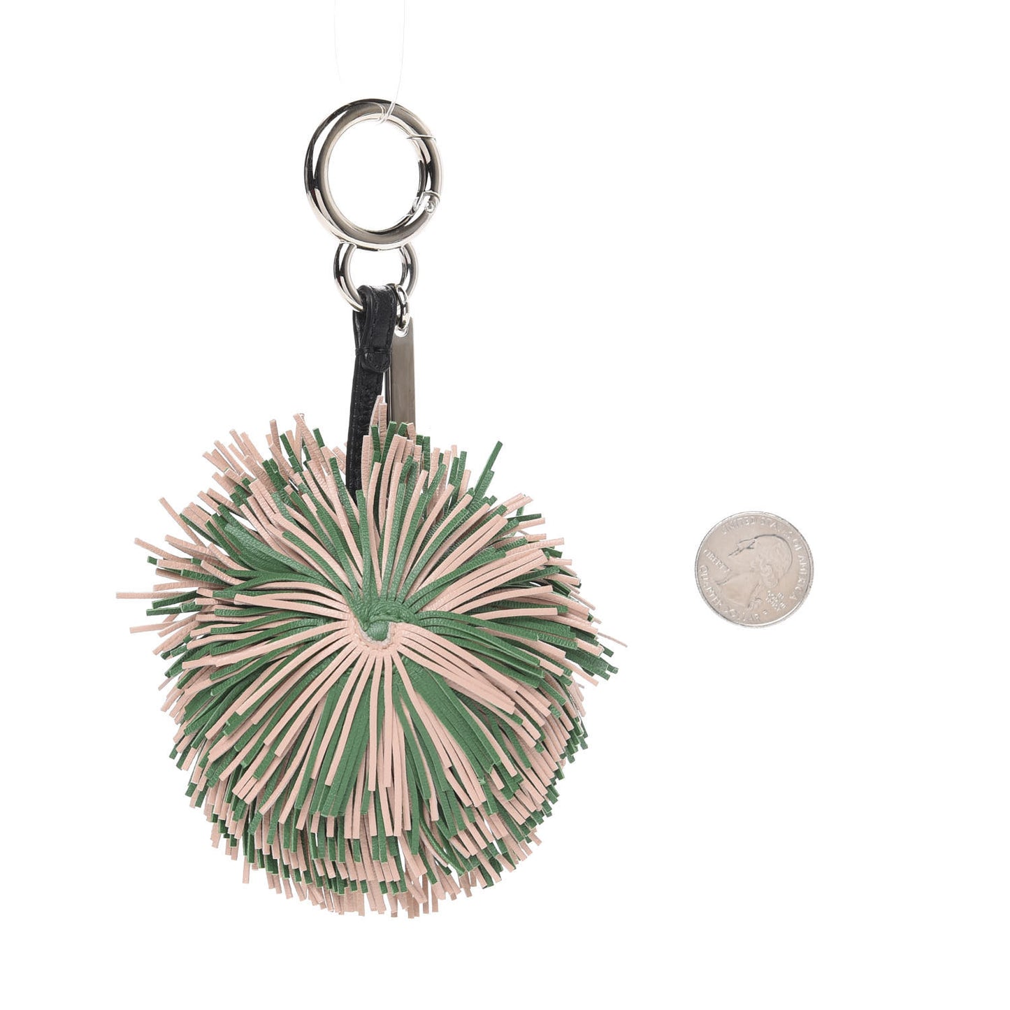 Calfskin Faces Fringe Bag Bug Charm Green Multicolor