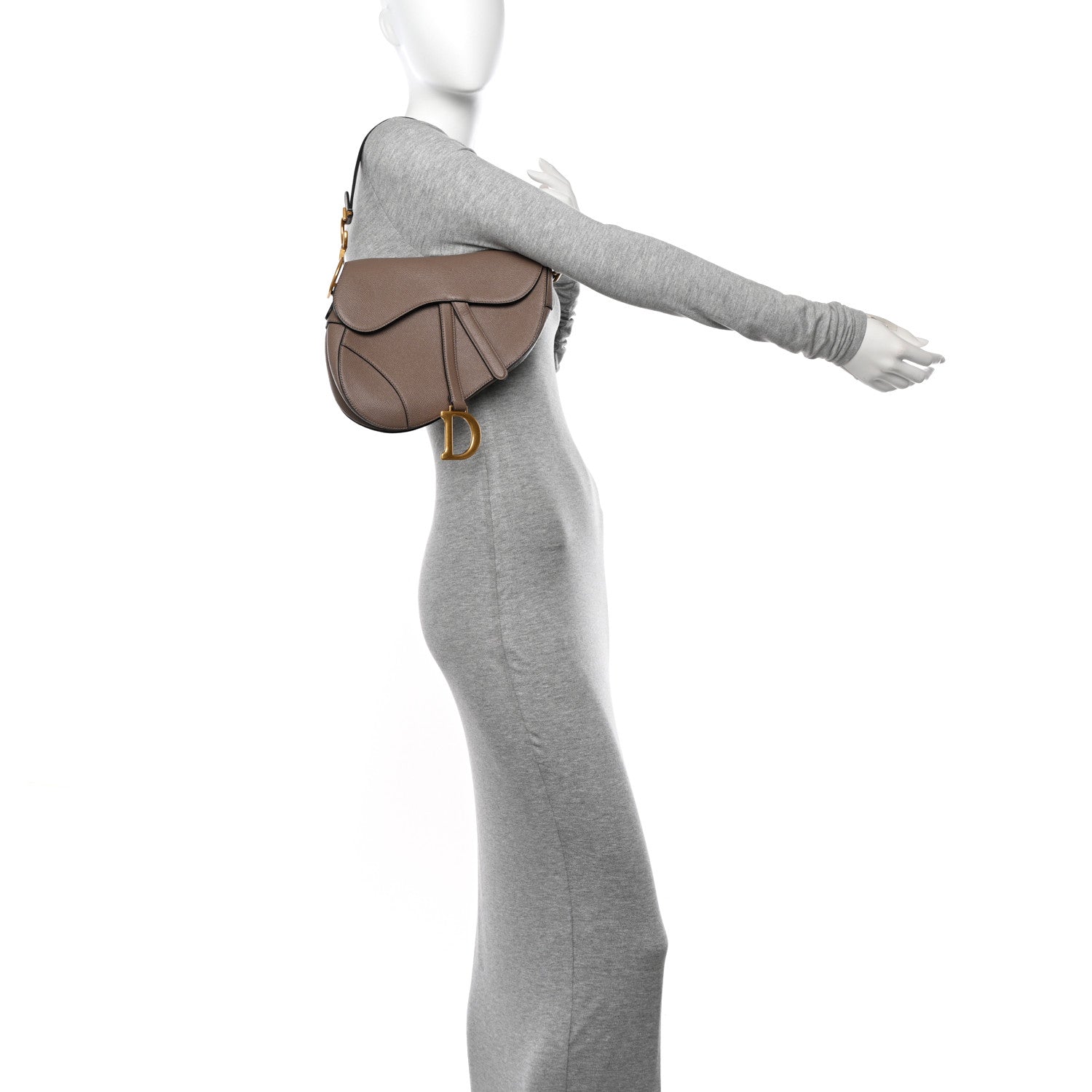 Christian Dior Grained Calfskin Saddle Bag Warm Taupe 2 of 12