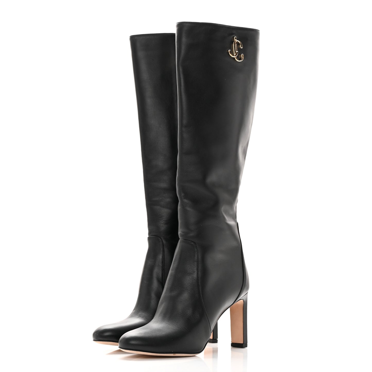 Shiny Calfskin Mahesa 85 Knee High Boots 36 Black