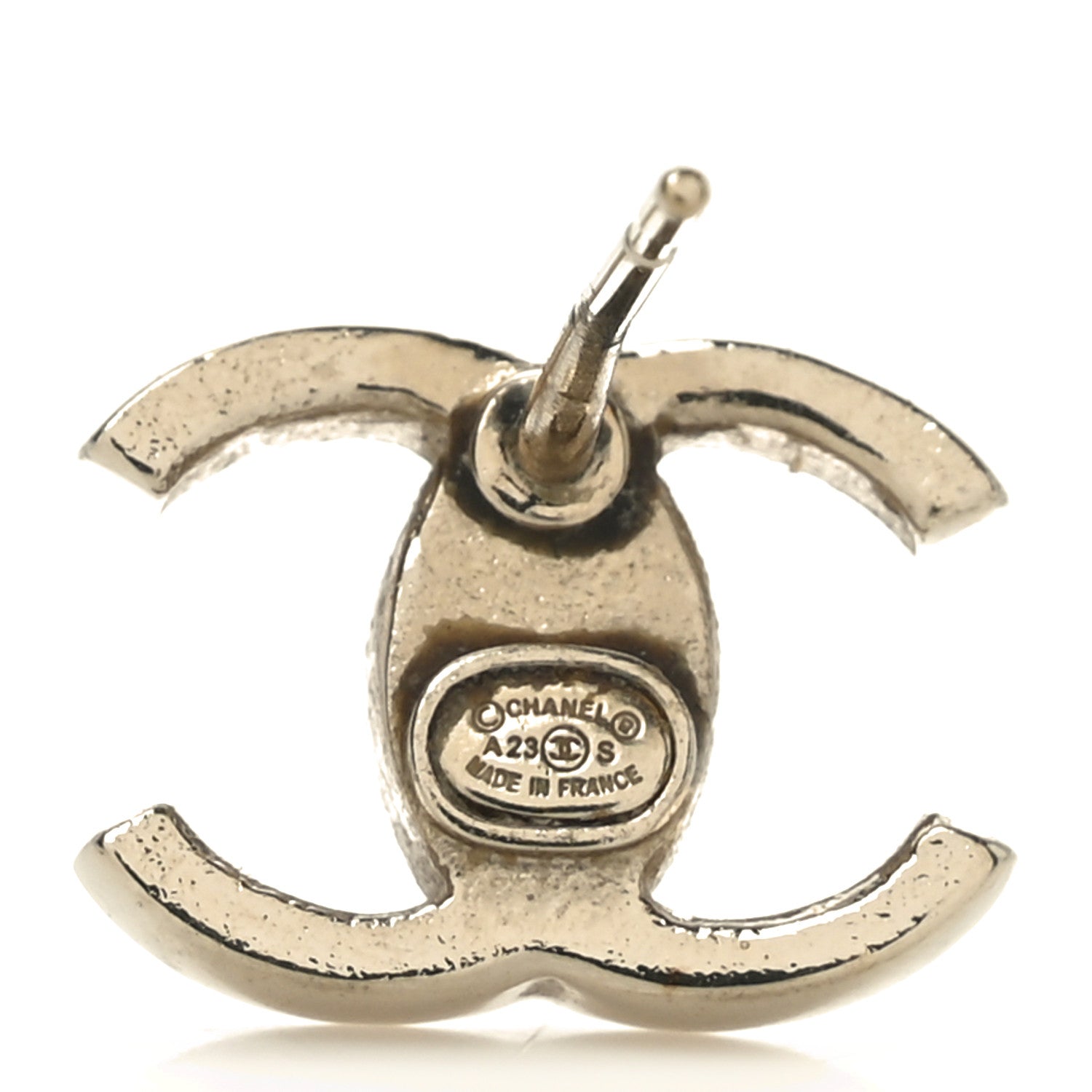 Chanel Crystal CC Large Stud Earrings Gold 4 of 4