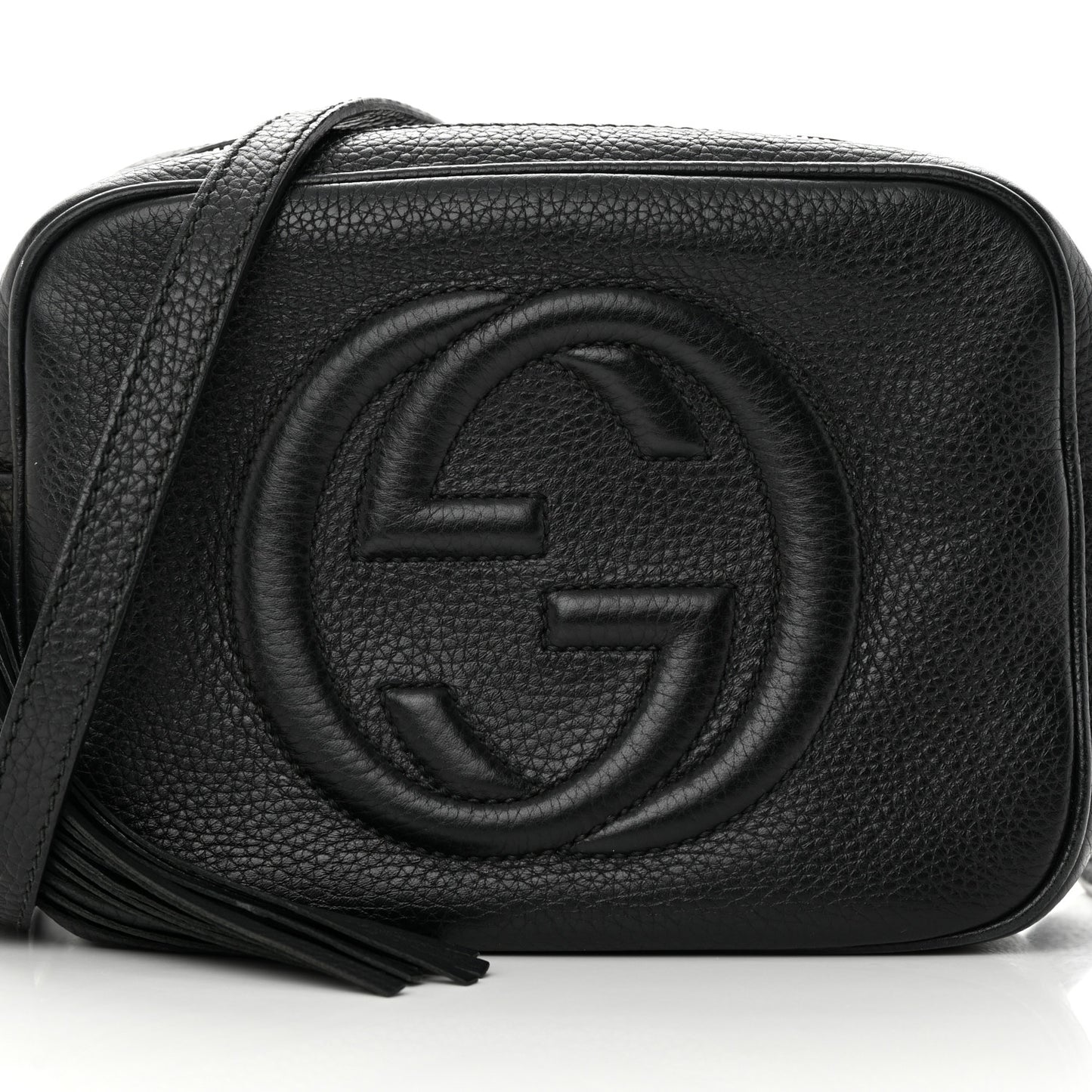 Pebbled Calfskin Small Soho Disco Bag Black