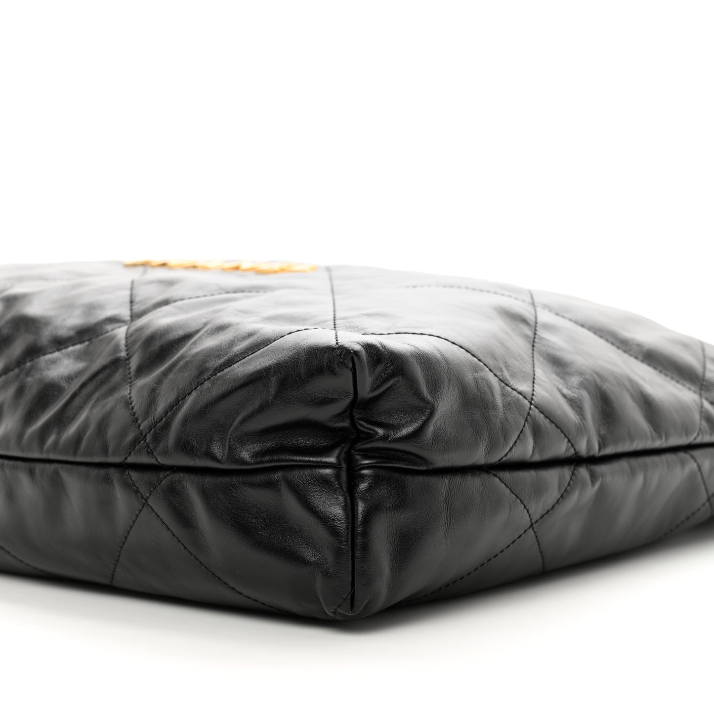 Shiny Calfskin Quilted Large Chanel 22 Black