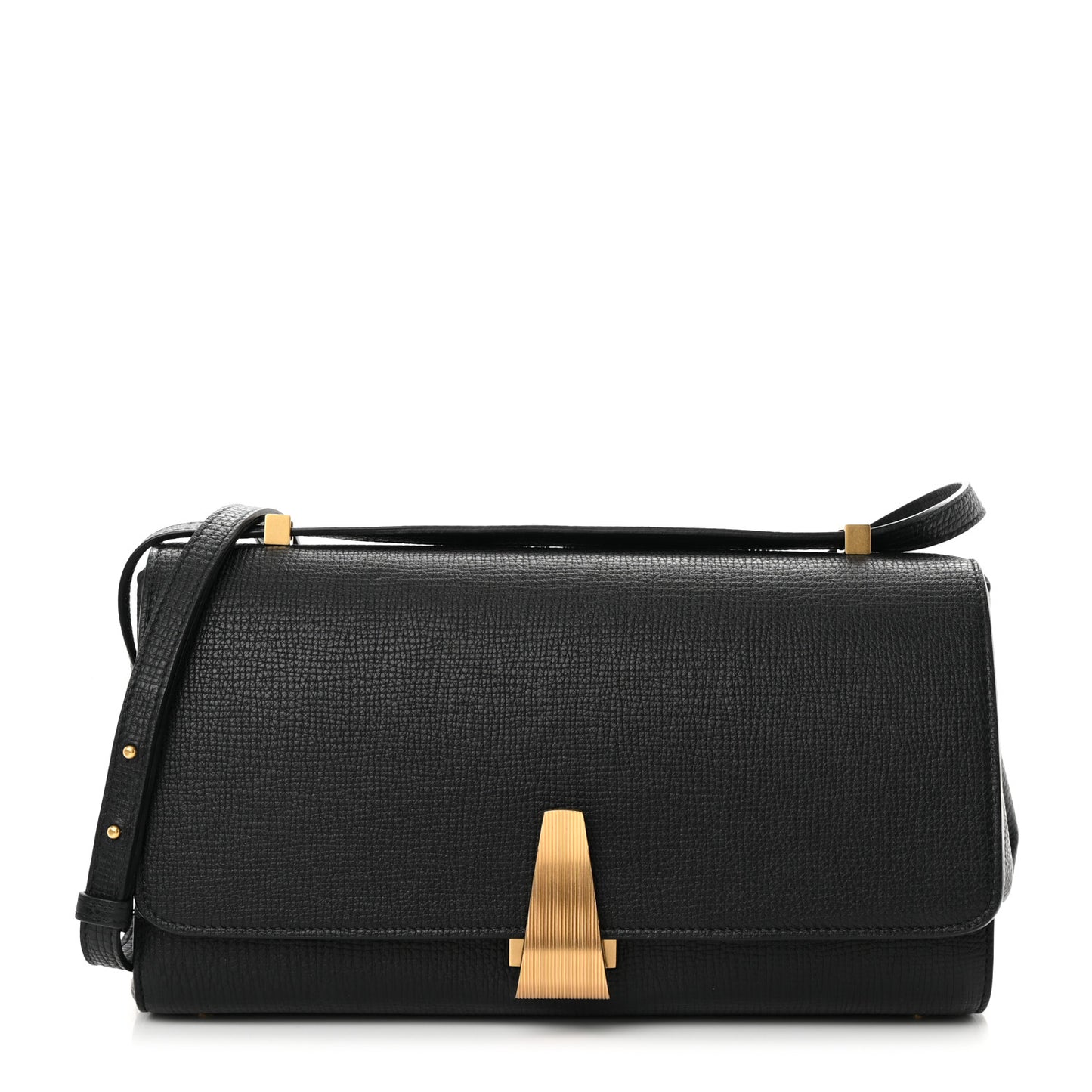 Textured Calfskin Small BV Angle Shoulder Bag Black