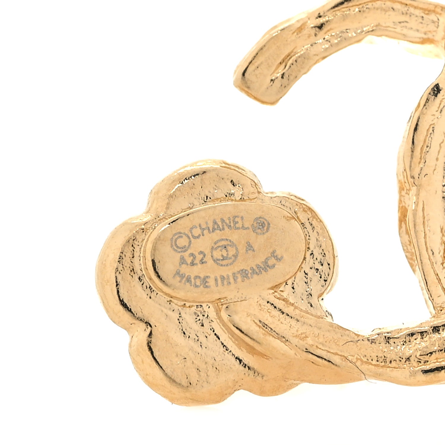 Chanel Metal Camellia CC Earrings Gold 4 of 5