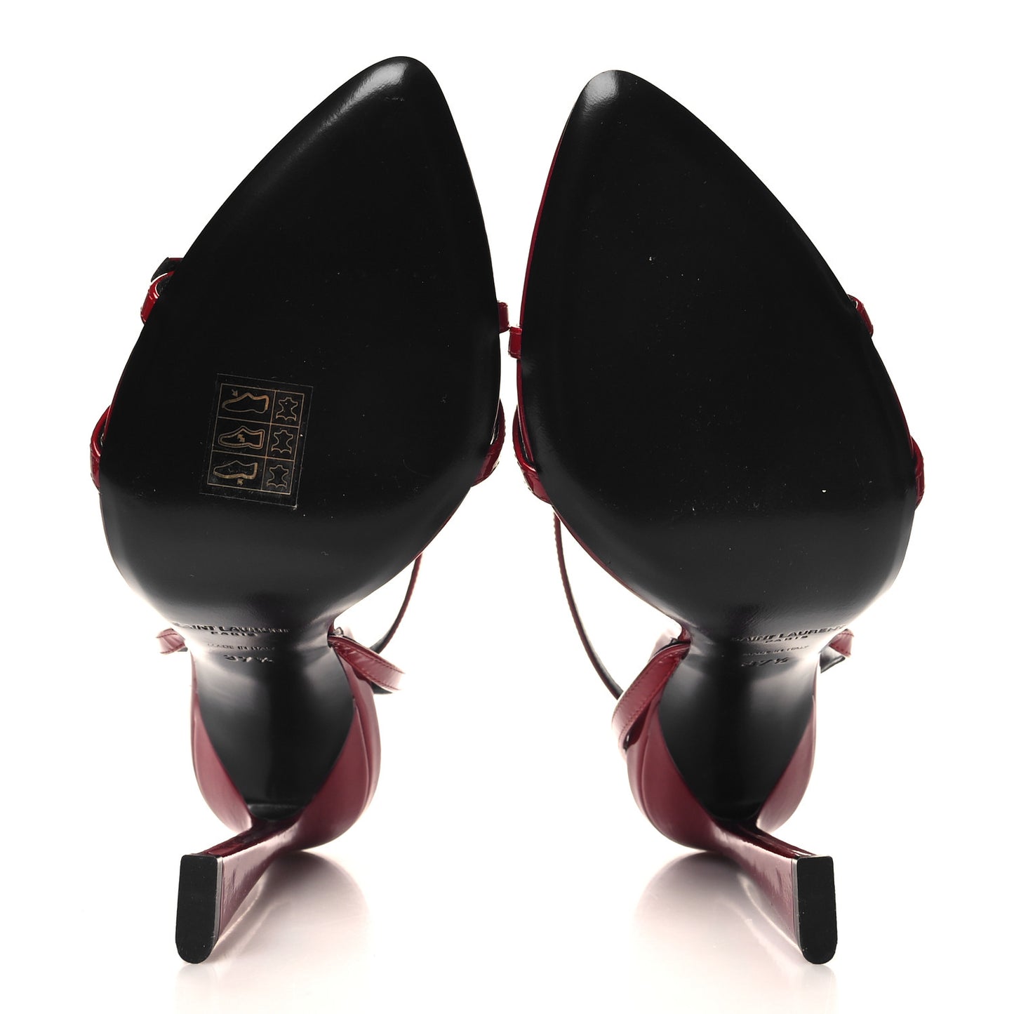 Calfskin Patent Ankle Strap Sandals 37.5 Tibet Red