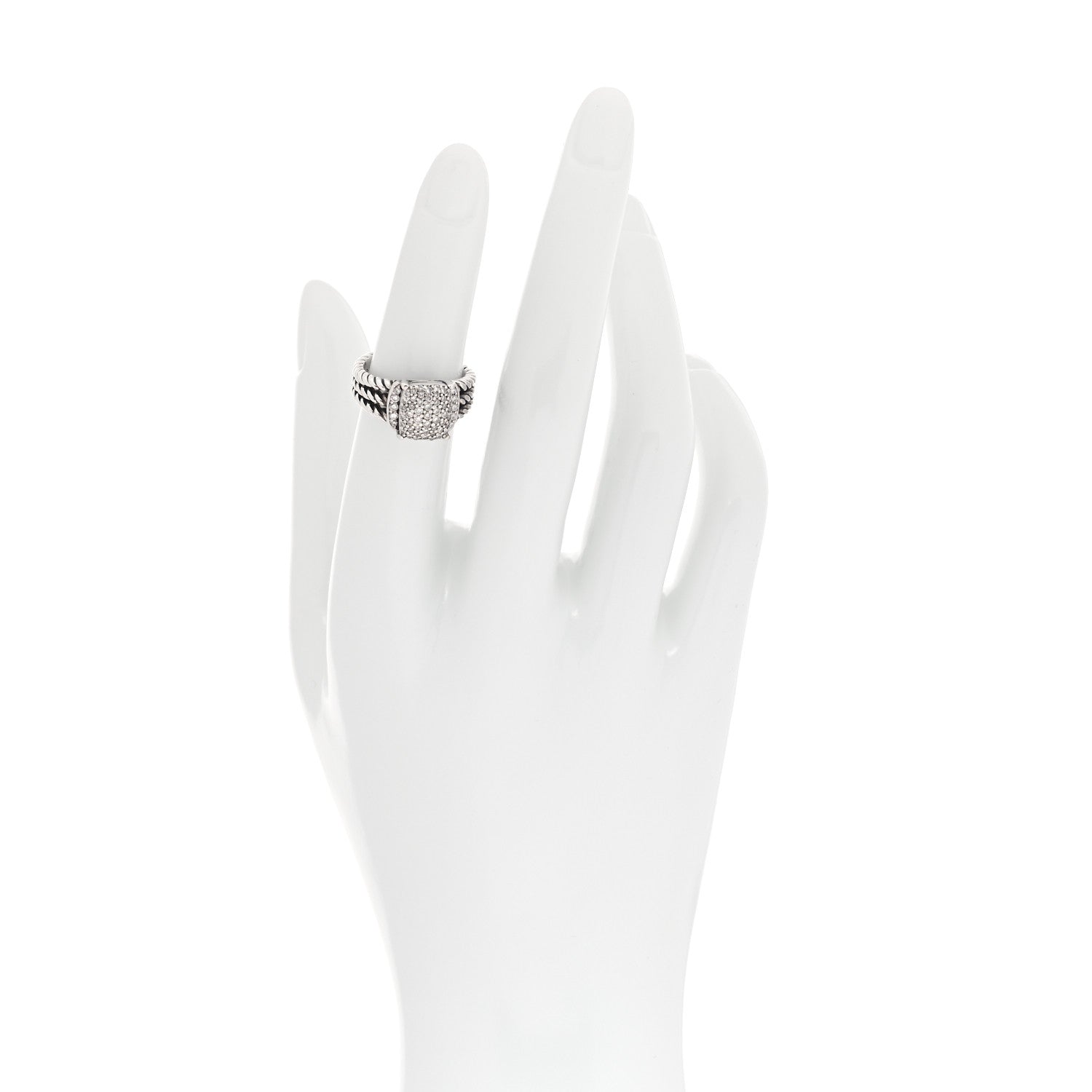 David Yurman Sterling Silver Diamond 10mm Petite Wheaton Ring 49 5 2 of 4