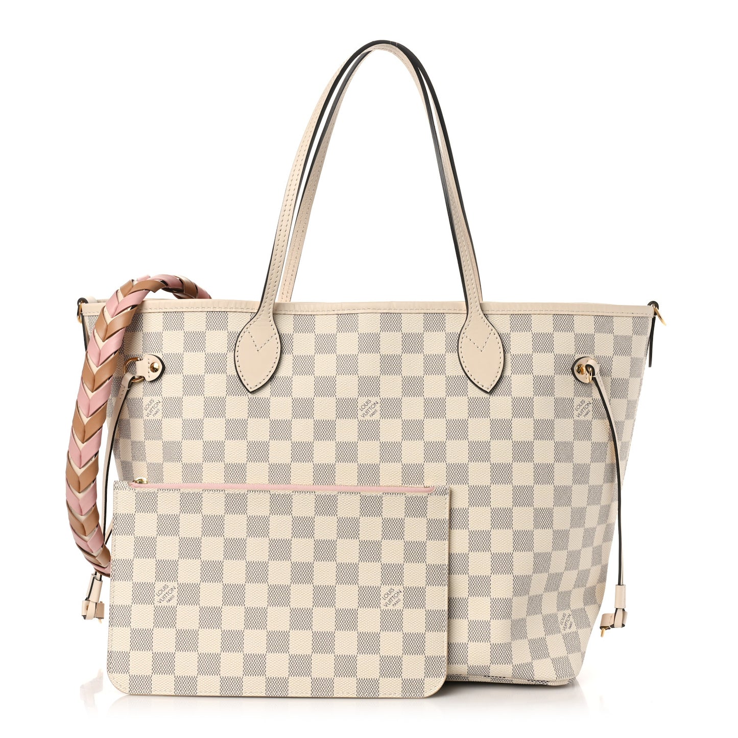 Damier Azur Braided Neverfull MM Pink