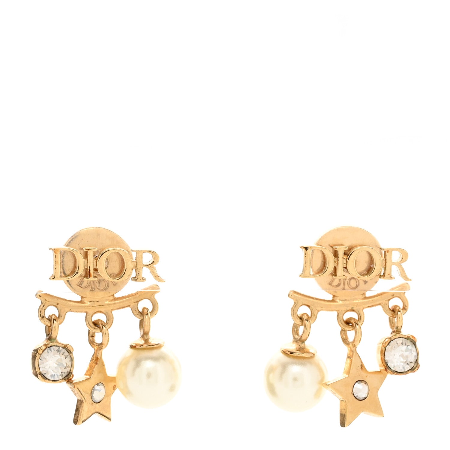 Christian Dior Pearl Crystal Dio(r)evolution Star Earrings Gold 1 of 5