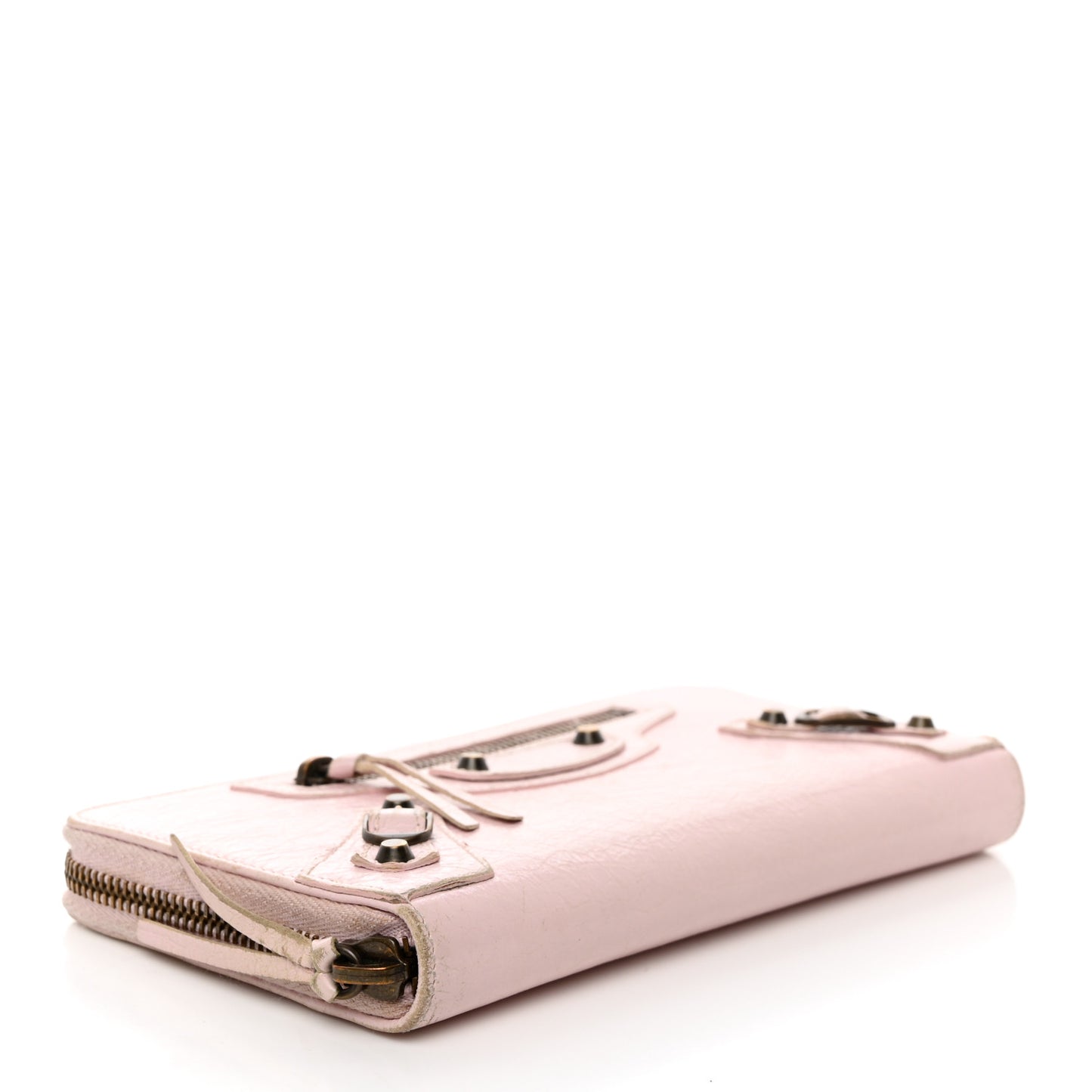 Agneau Classic Hardware Continental Zip Around Wallet Rose Poudre
