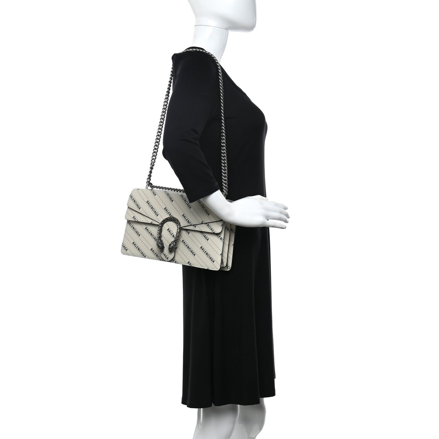 X BALENCIAGA Calfskin Logo Print Small Dionysus Shoulder Bag White