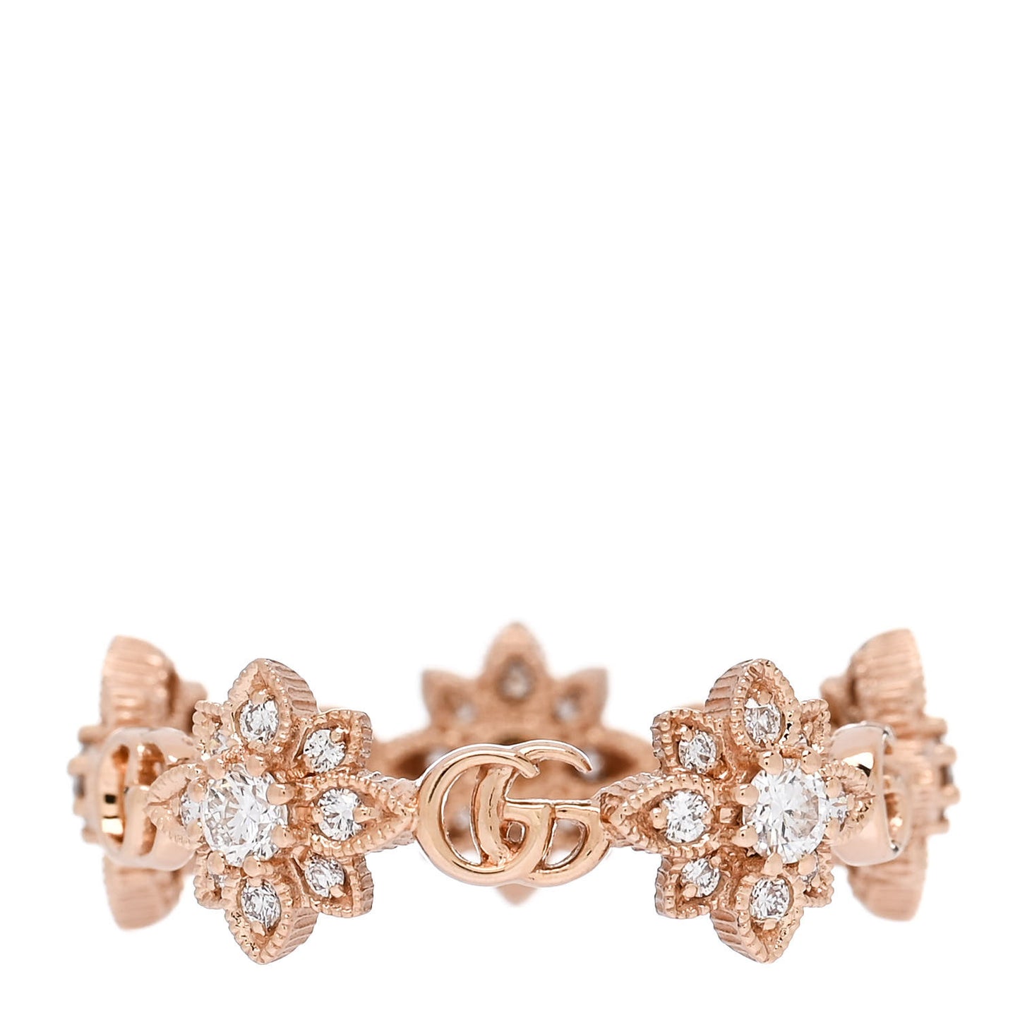 18K Rose Gold Diamond Flora Ring 53 6.25