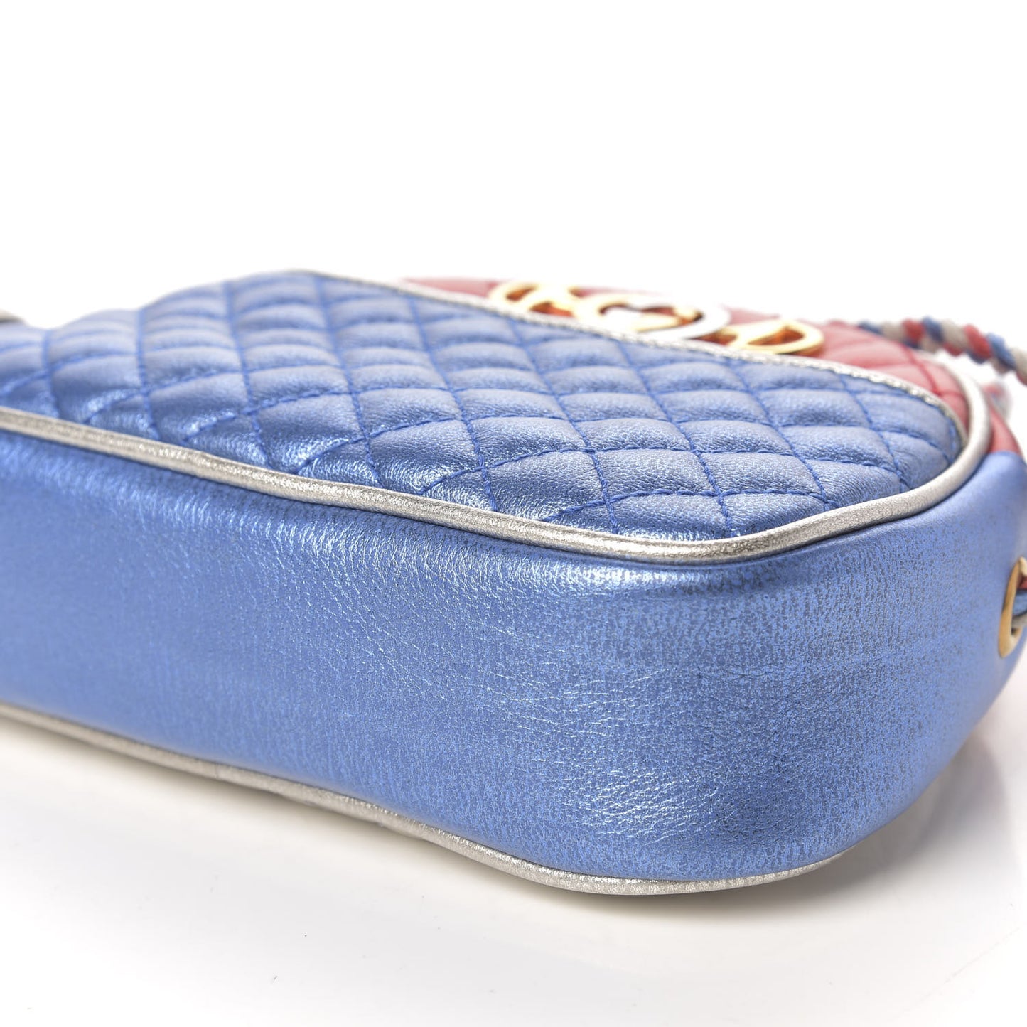 Laminated Nappa Trapuntata Mini Zumi Dome Shoulder Bag Rosso Marine Argento