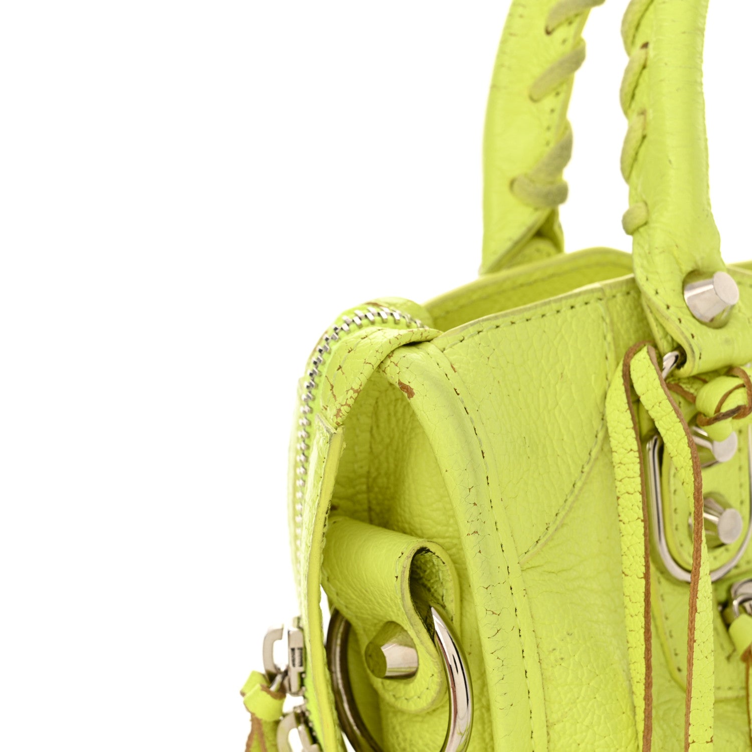 Balenciaga Chevre Silver Metallic Edge Hardware Mini City Acid Green 16 of 20