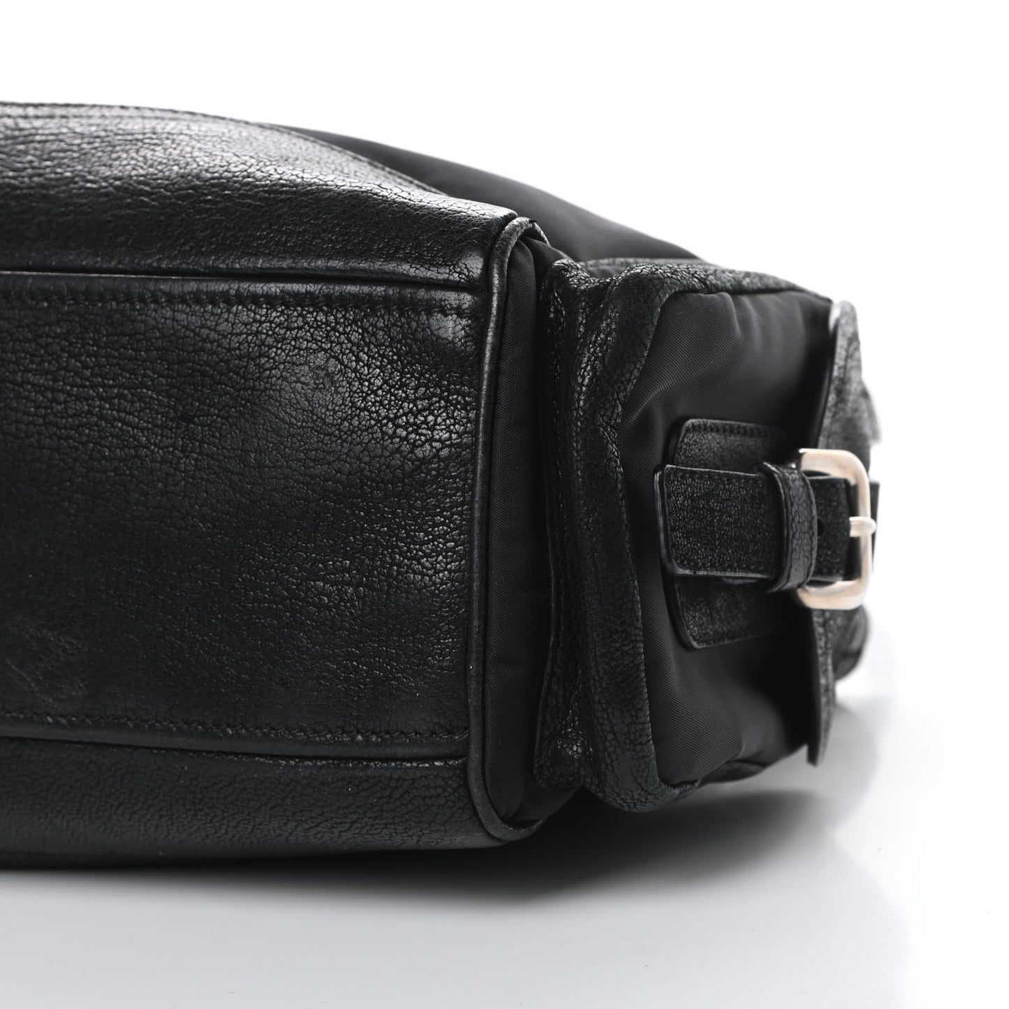 Tessuto Nylon Calfskin Shoulder Bag Black