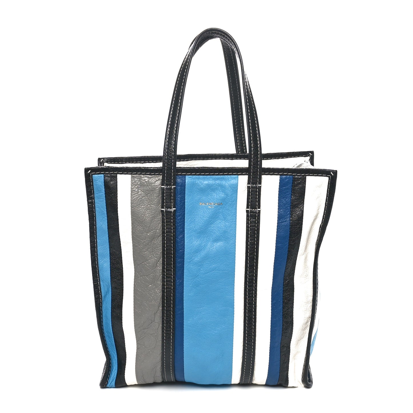 Veau Arena Multicolore Medium Bazar Shopper Tote Bleu Lazuli White