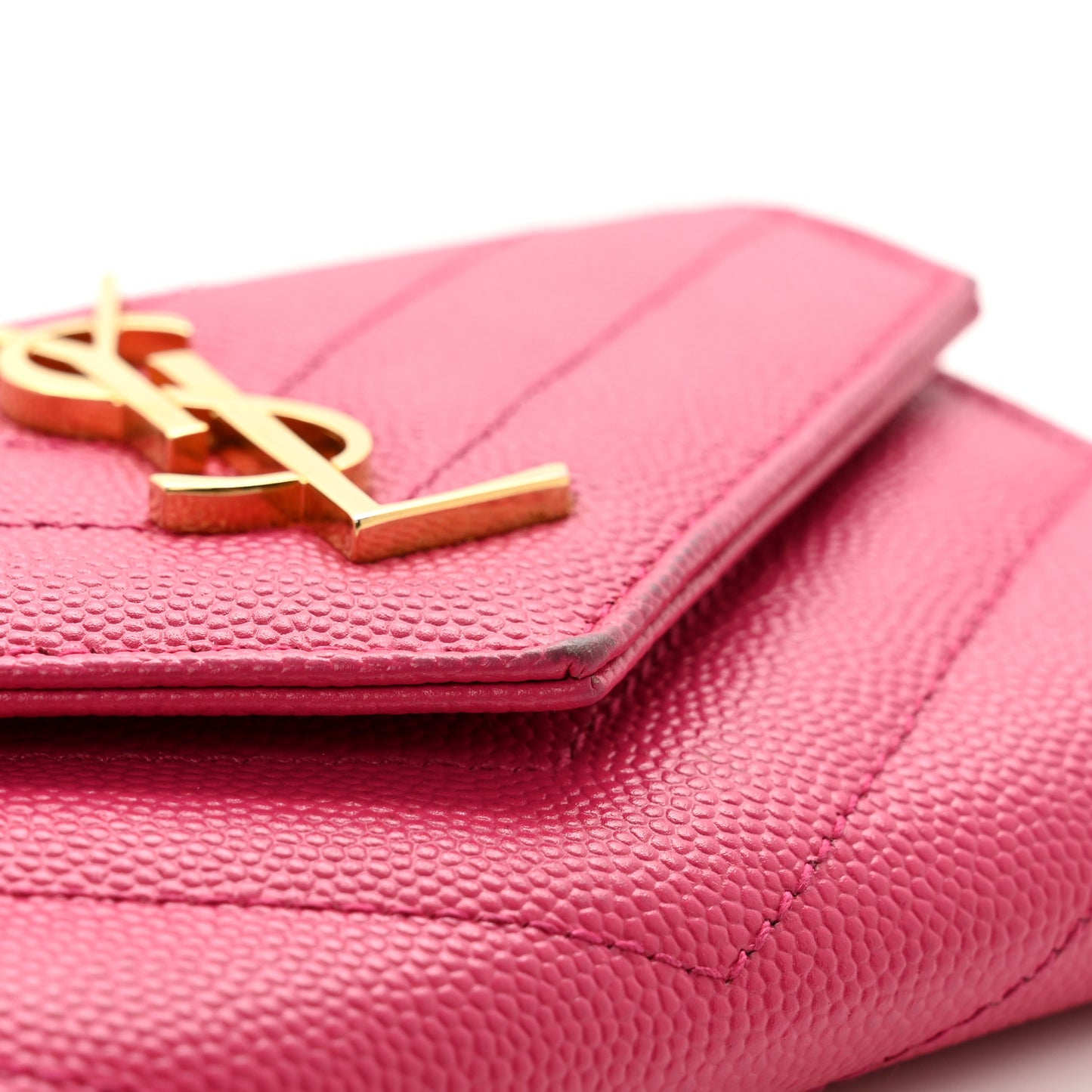 Grain De Poudre Matelasse Chevron Small Monogram Envelope Wallet Bubblegum