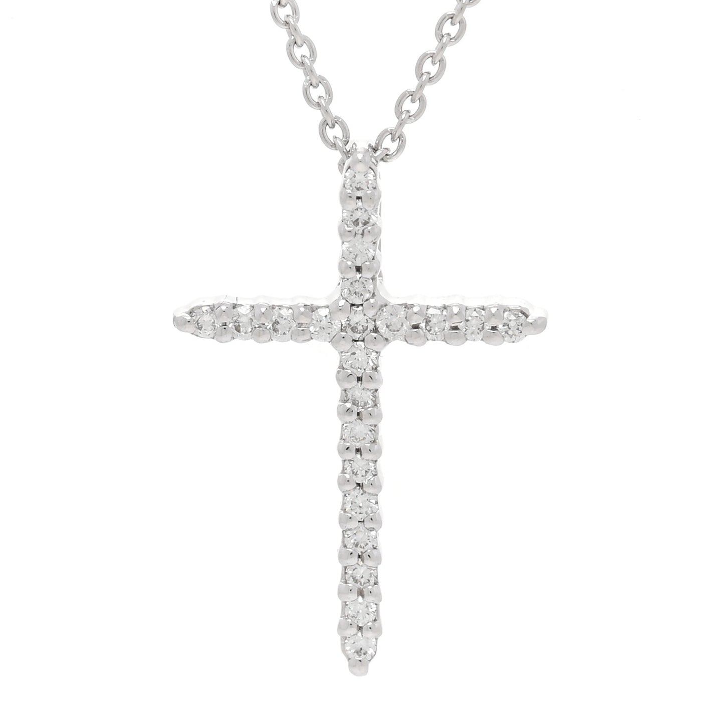 18K White Gold .10ctw Diamond Cross Pendant Necklace