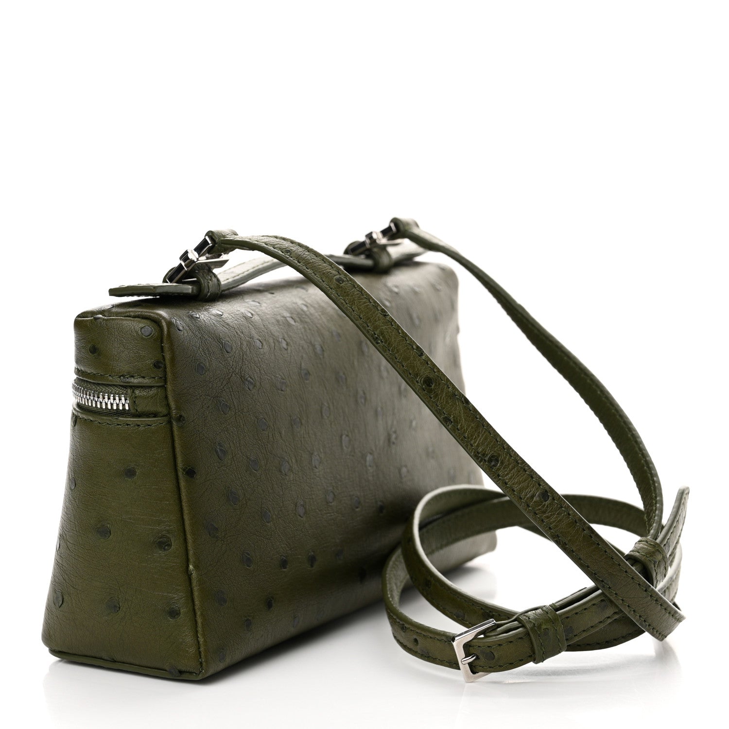 Loro Piana Ostrich L19 Extra Pocket Pouch Dark Lichen Green 3 of 10