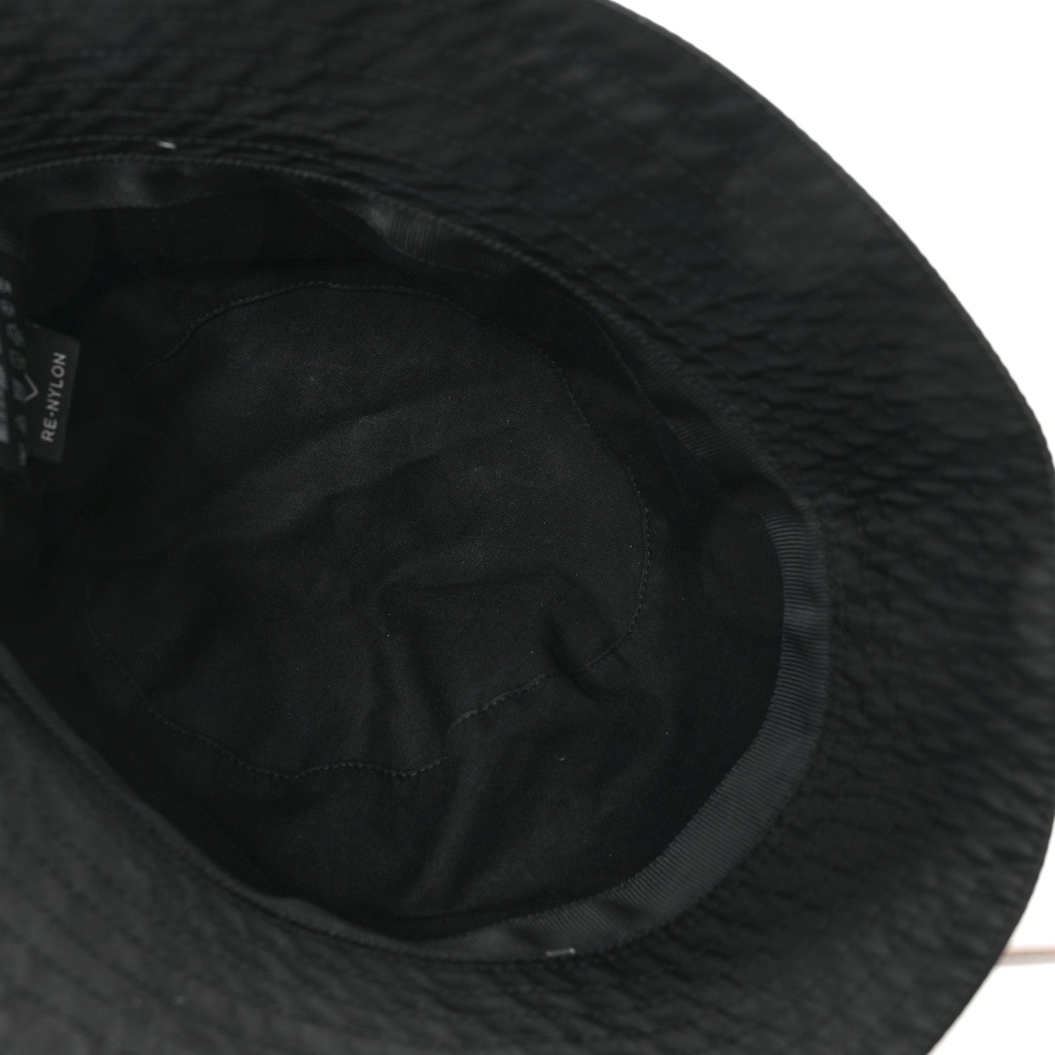 Prada Re-Nylon Rubber Logo Bucket Hat S Black 9 of 9
