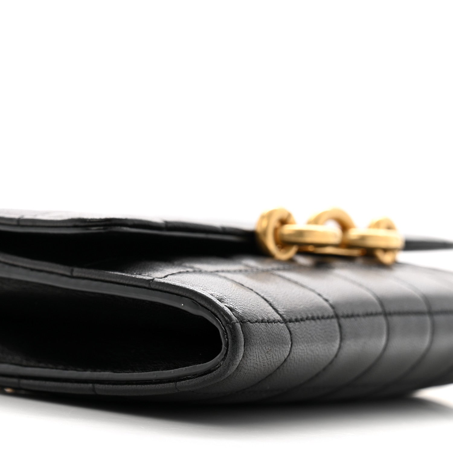 Saint Laurent Lambskin Carre Quilted Le Maillon Wallet On Chain Black 8 of 11