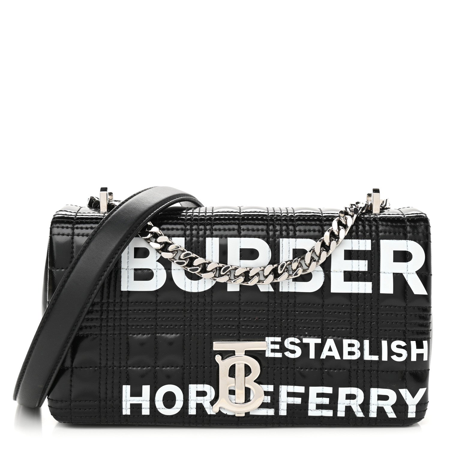 Burberry Patent Quilted Horseferry Print Small Lola Bag Black 1 of 11