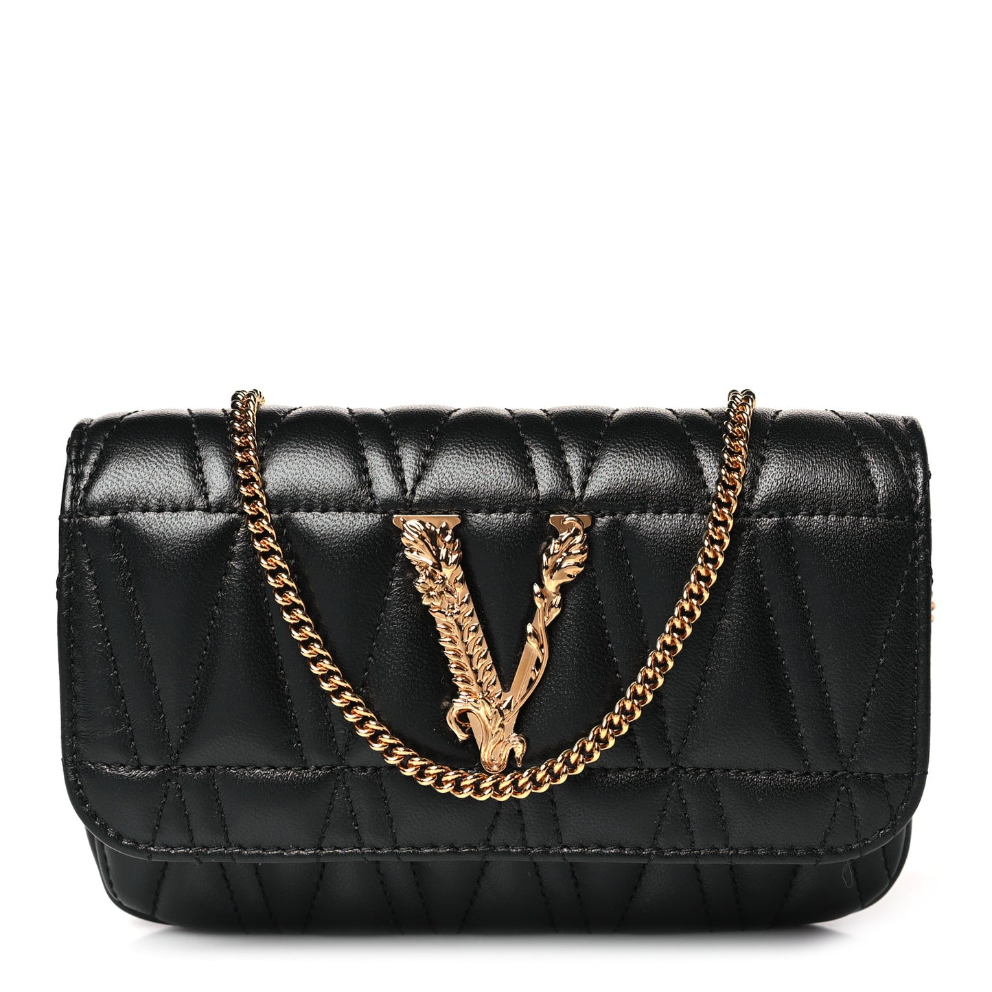 Nappa Quilted Virtus Evening Bag Black