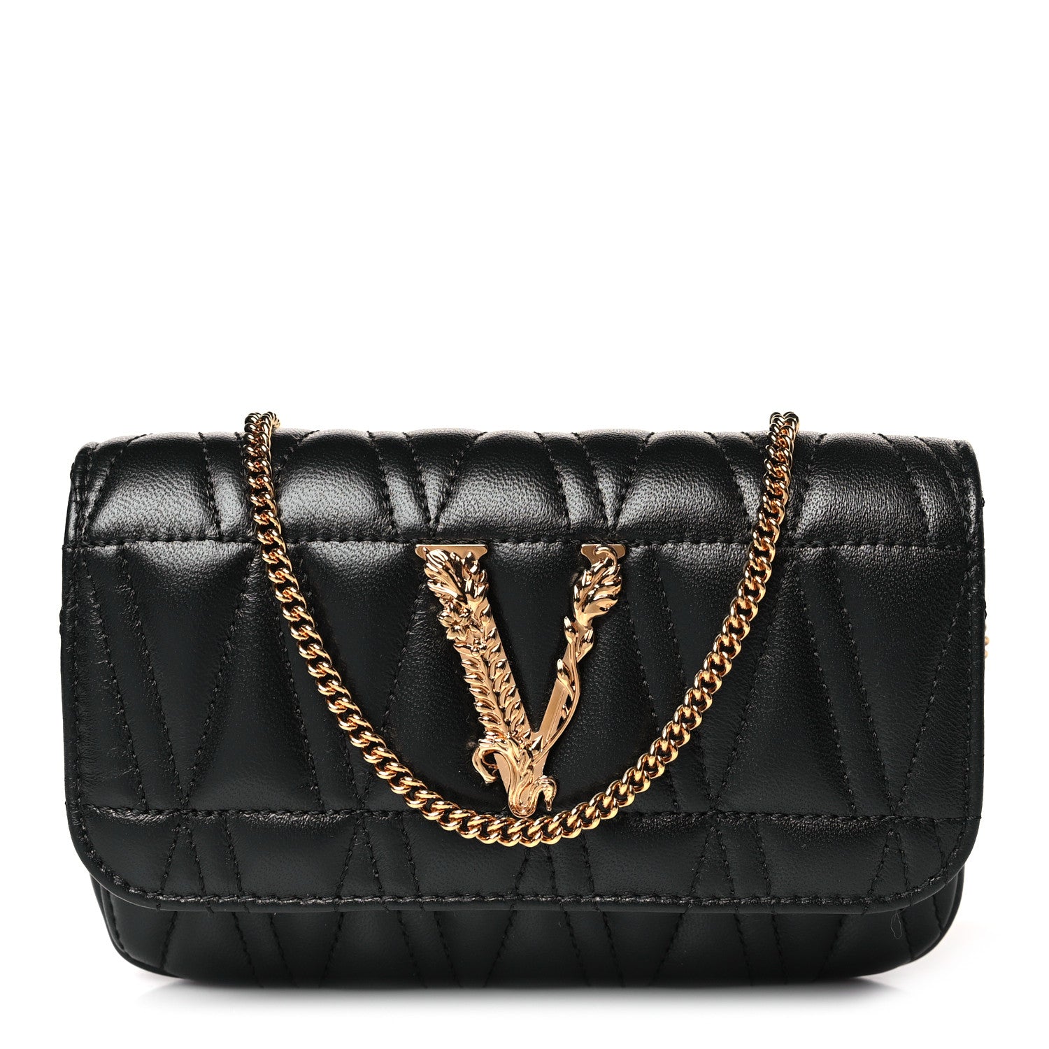 Versace Nappa Quilted Virtus Evening Bag Black 1 of 8