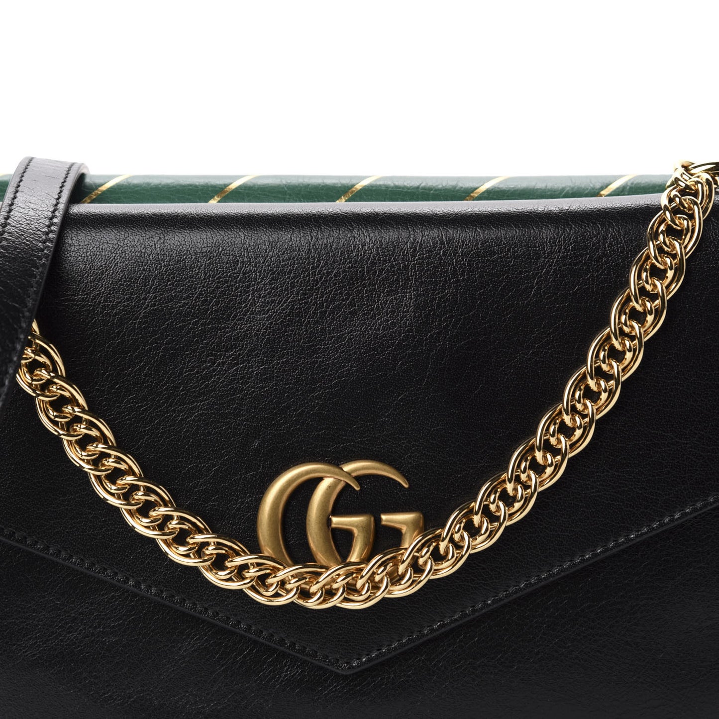 Calfskin Diagonal GG Medium Thiara Double Envelope Shoulder Bag Emerald Green Black