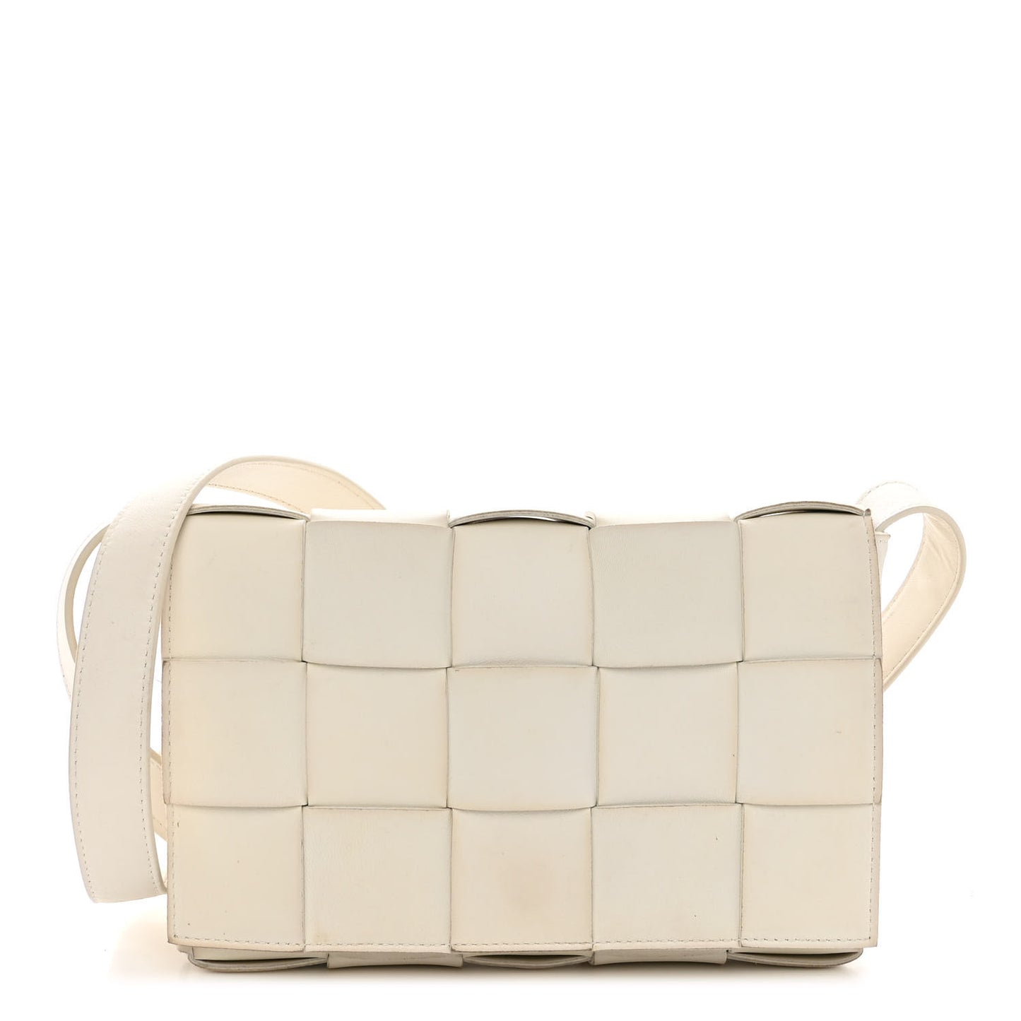 Lambskin Maxi Intrecciato Cassette Crossbody Bag White