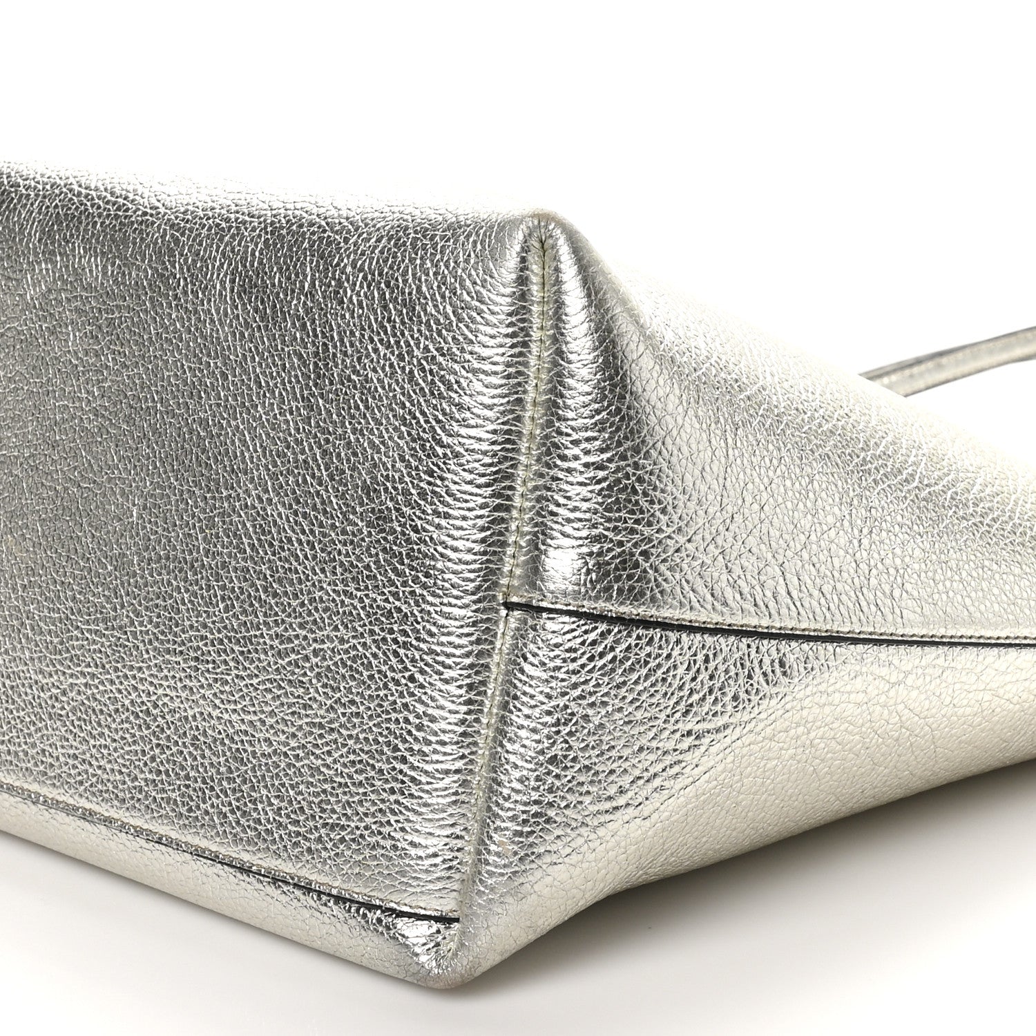 Salvatore Ferragamo Metallic Grained Calfskin Travel Tote Silver 9 of 11