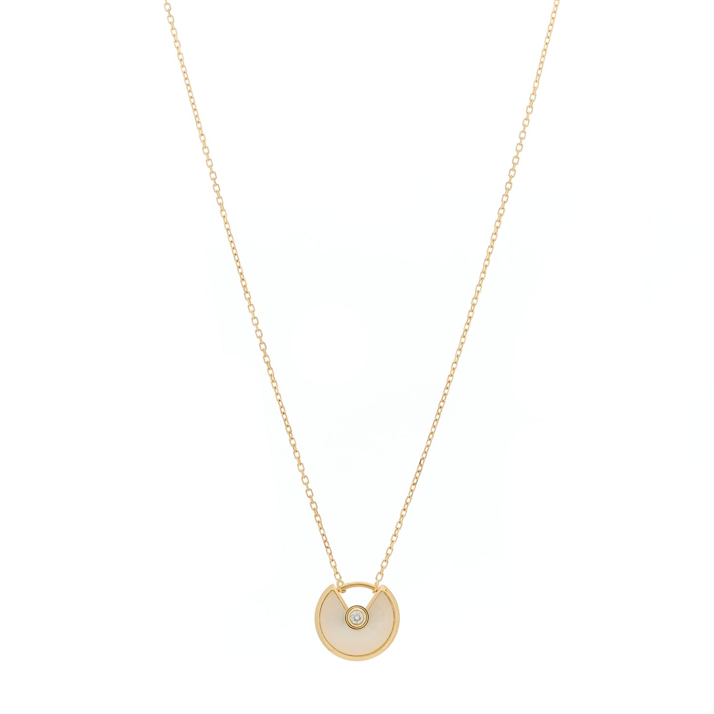 18K Yellow Gold Diamond Mother of Pearl XS Amulette de Cartier Pendant Necklace