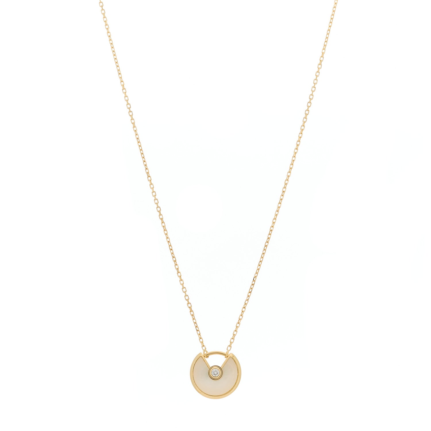Cartier 18K Yellow Gold Diamond Mother of Pearl XS Amulette de Cartier Pendant Necklace 1 of 6