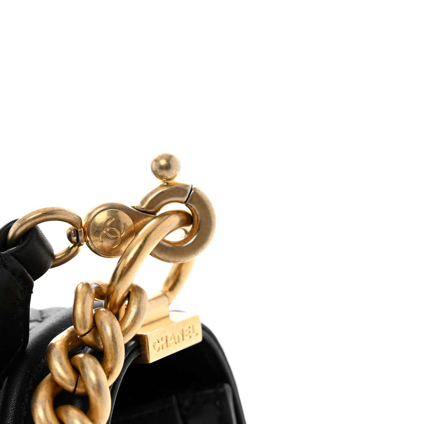 Calfskin Medium Boy Logo Top Handle Flap Black