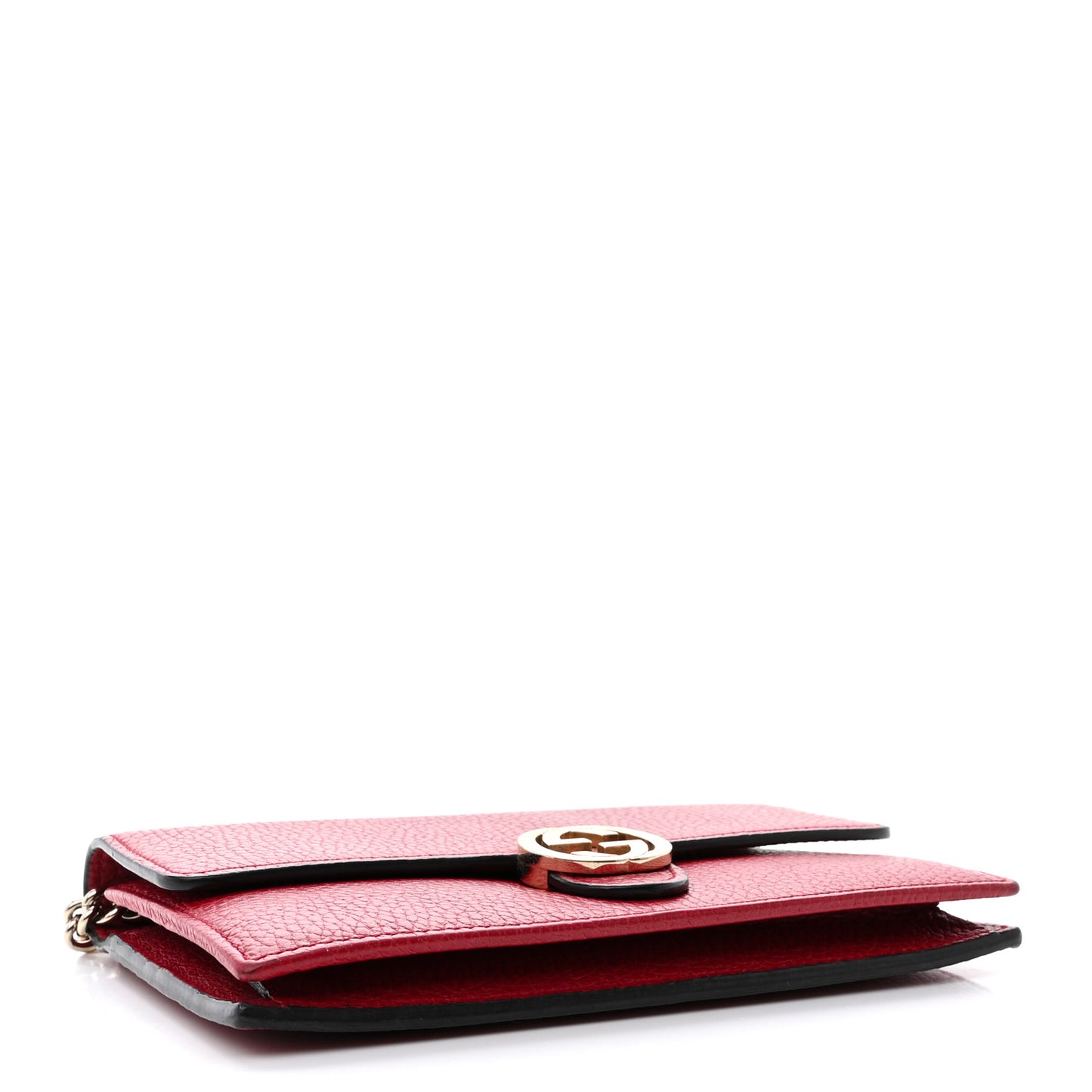 Dollar Calfskin Interlocking G Chain Wallet Red