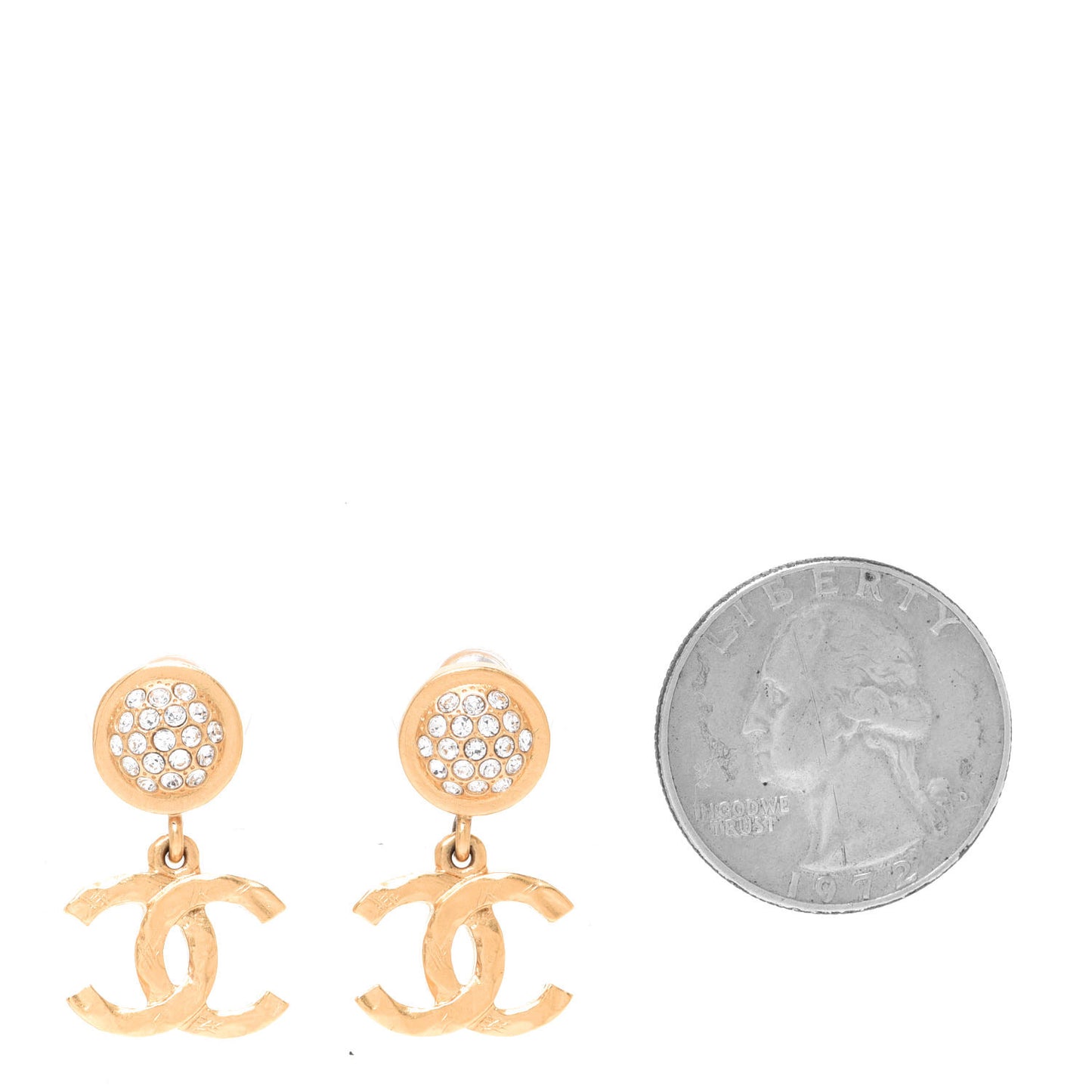 Crystal CC Drop Earrings Gold
