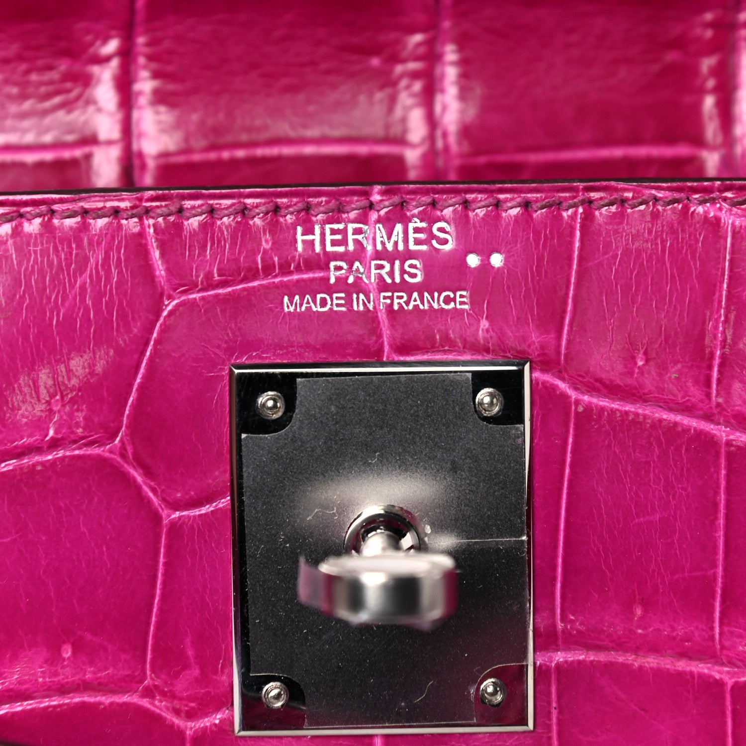 Hermes Shiny Niloticus Crocodile Kelly Sellier 32 Rose Scheherazade 6 of 27