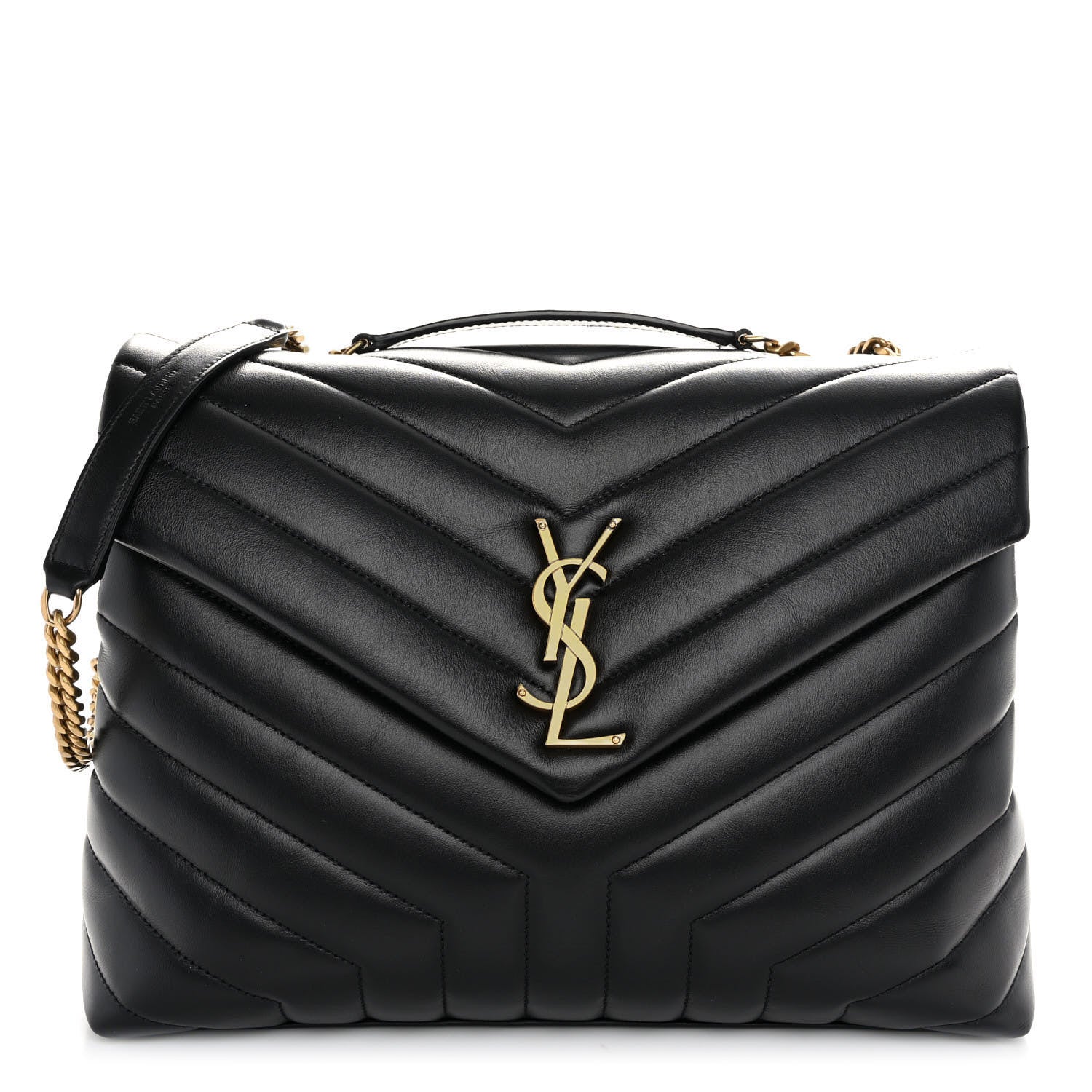 Saint Laurent Calfskin Y Quilted Monogram Medium Loulou Chain Satchel Black 1 of 10