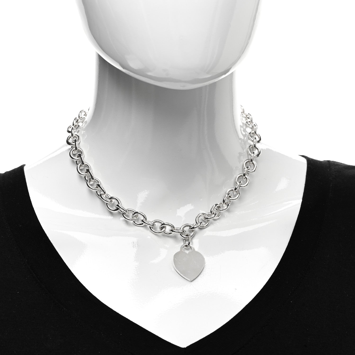 Tiffany Sterling Silver Heart Tag Pendant Necklace 2 of 4