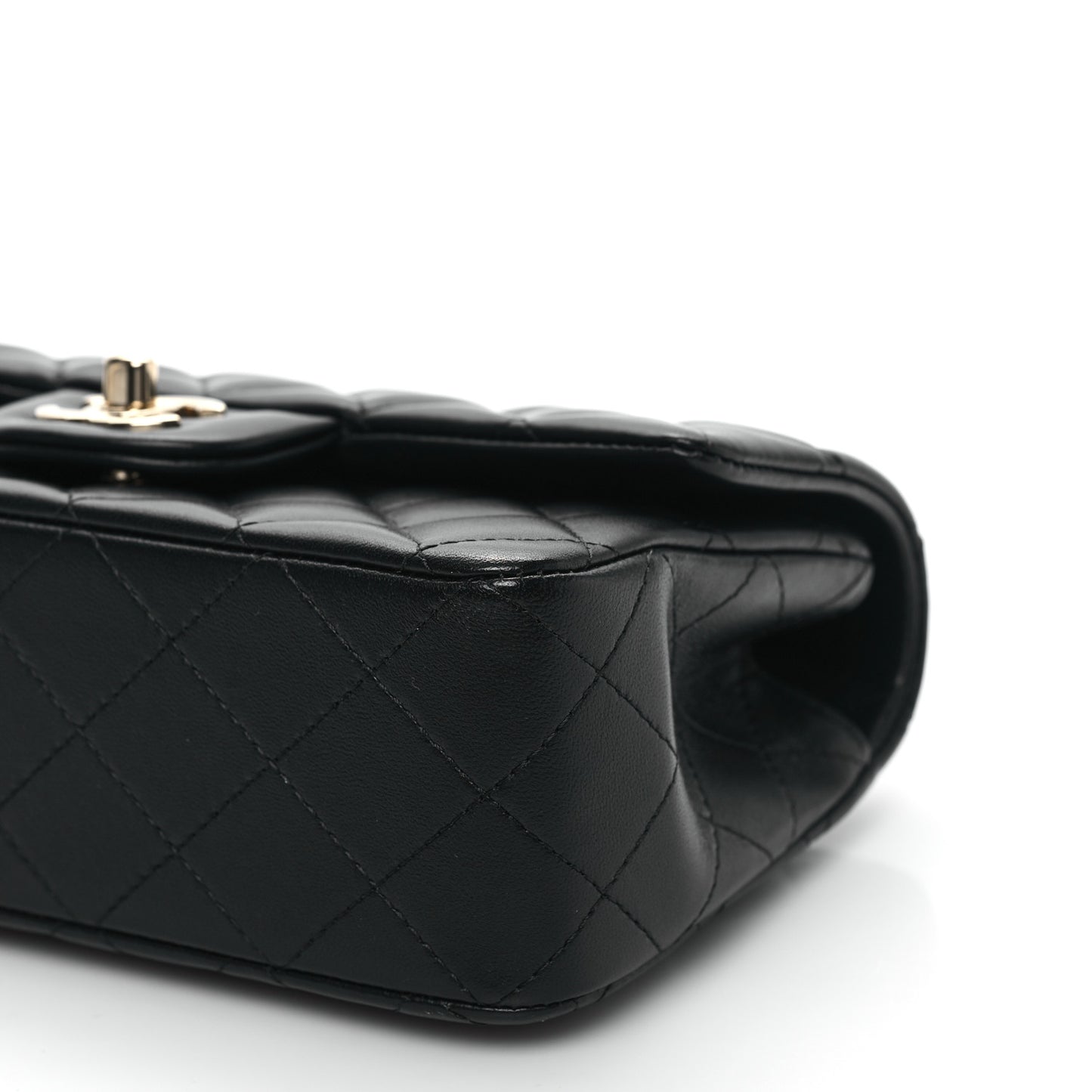Lambskin Quilted Mini Top Handle Rectangular Flap Black