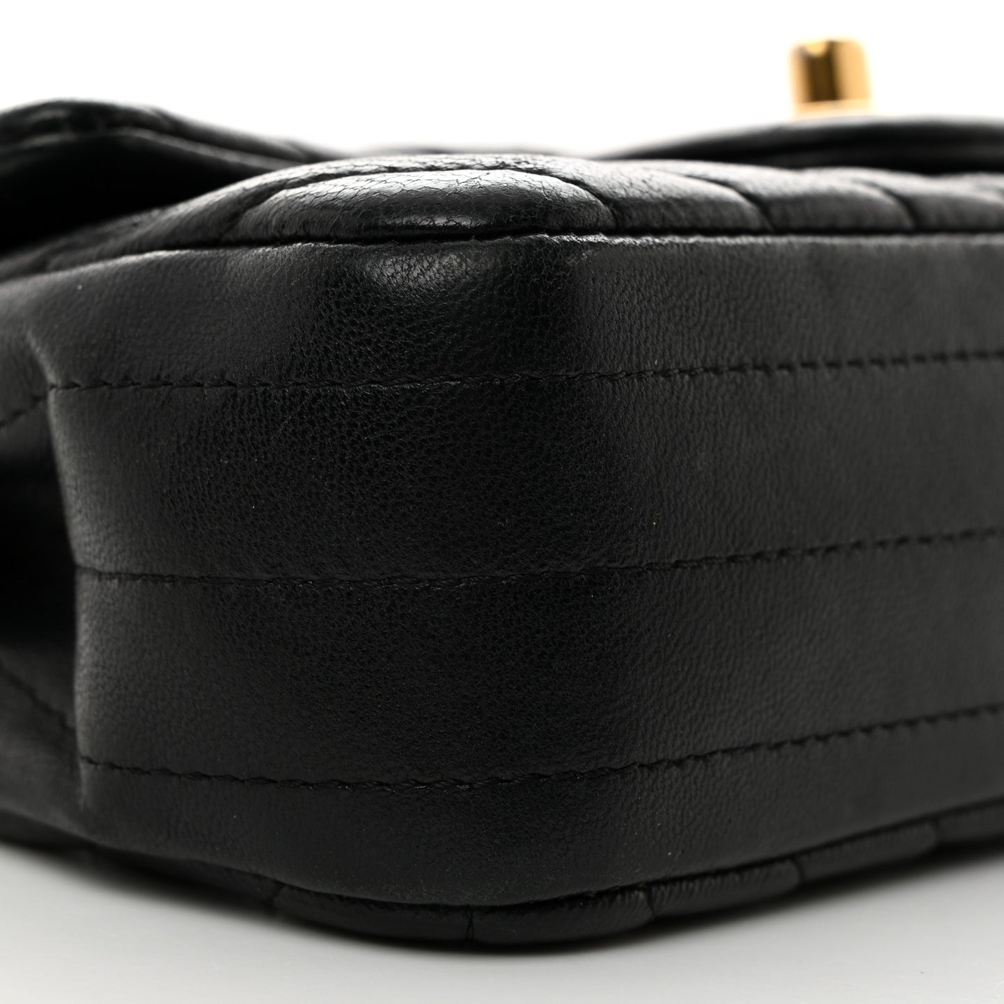 Lambskin Chevron Quilted Extra Mini Rectangular Flap Black