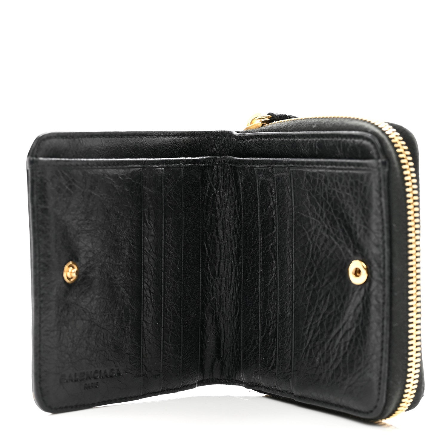 Balenciaga Agneau Classic Gold Hardware Compact Wallet Black 6 of 9