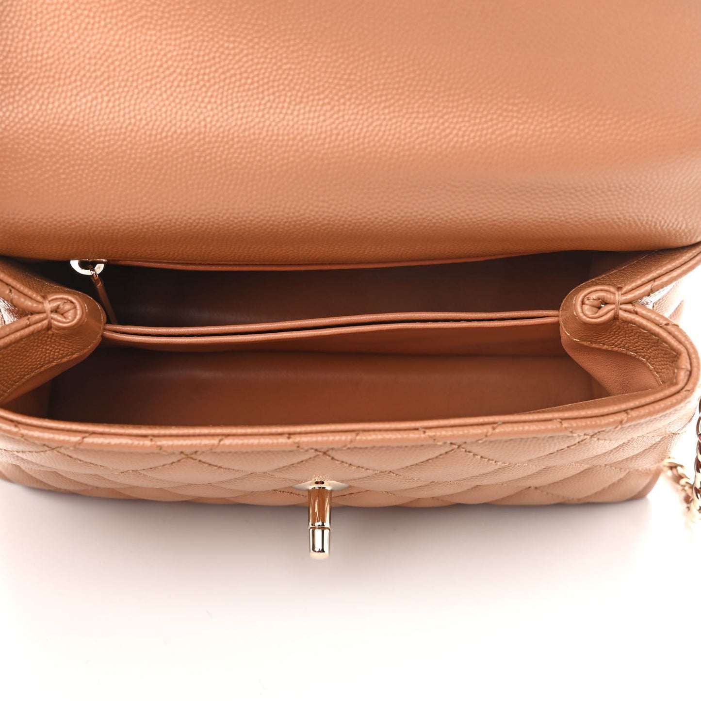 Caviar Quilted Lizard Embossed Mini Coco Handle Flap Brown