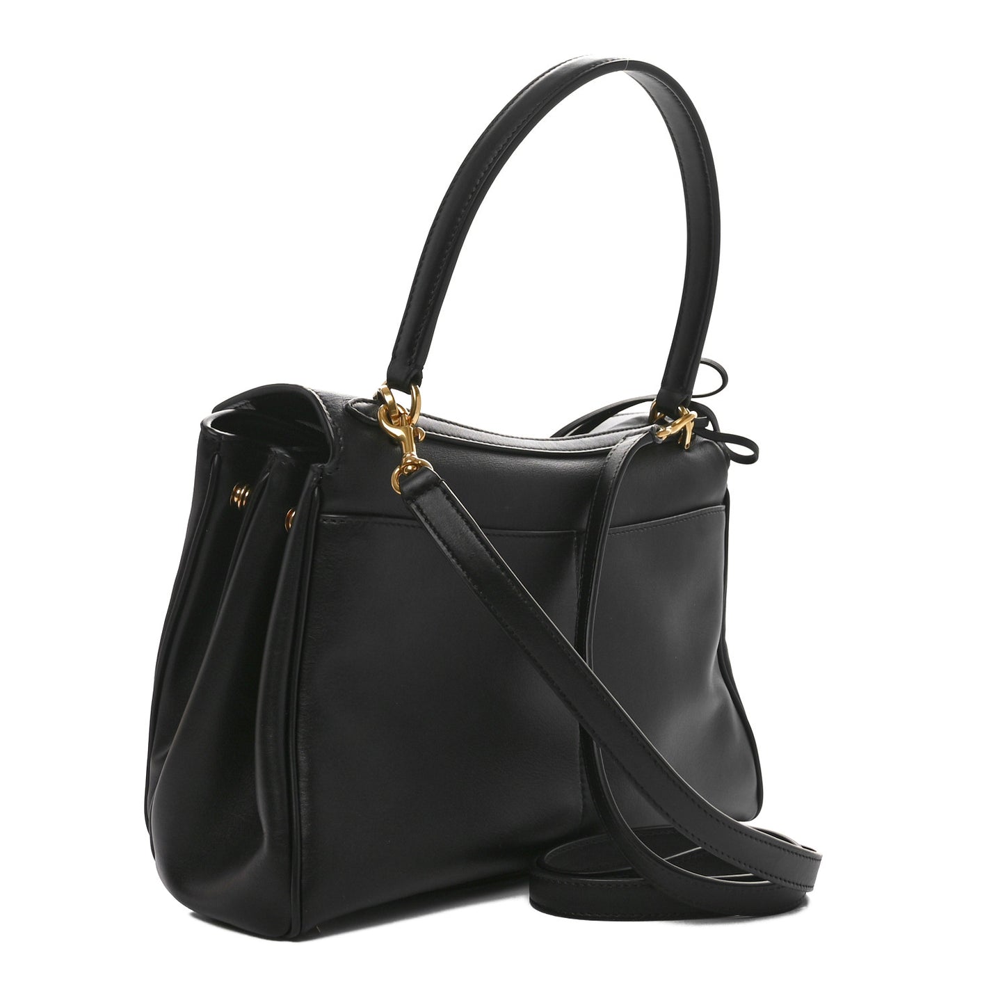 Natural Smooth Calfskin Small Rodeo Top Handle Handbag Black