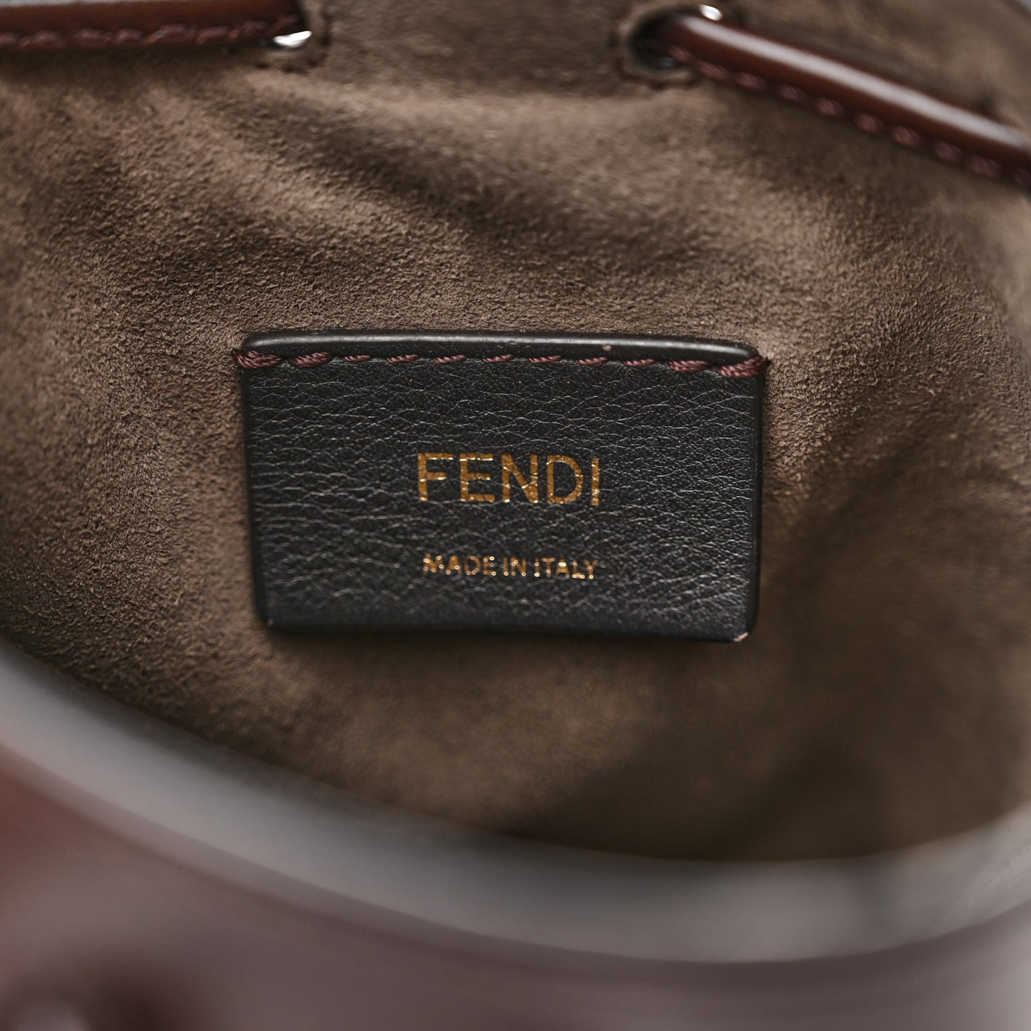 Suede Vitello King F is Fendi Micro FF Mini Mon Tresor Bucket Bag Sigaro Marrone Ebano