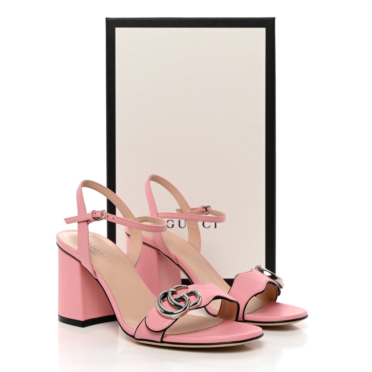 Lifford Calfskin GG Marmont Ankle Wrap 75mm Sandals 37 Wild Rose